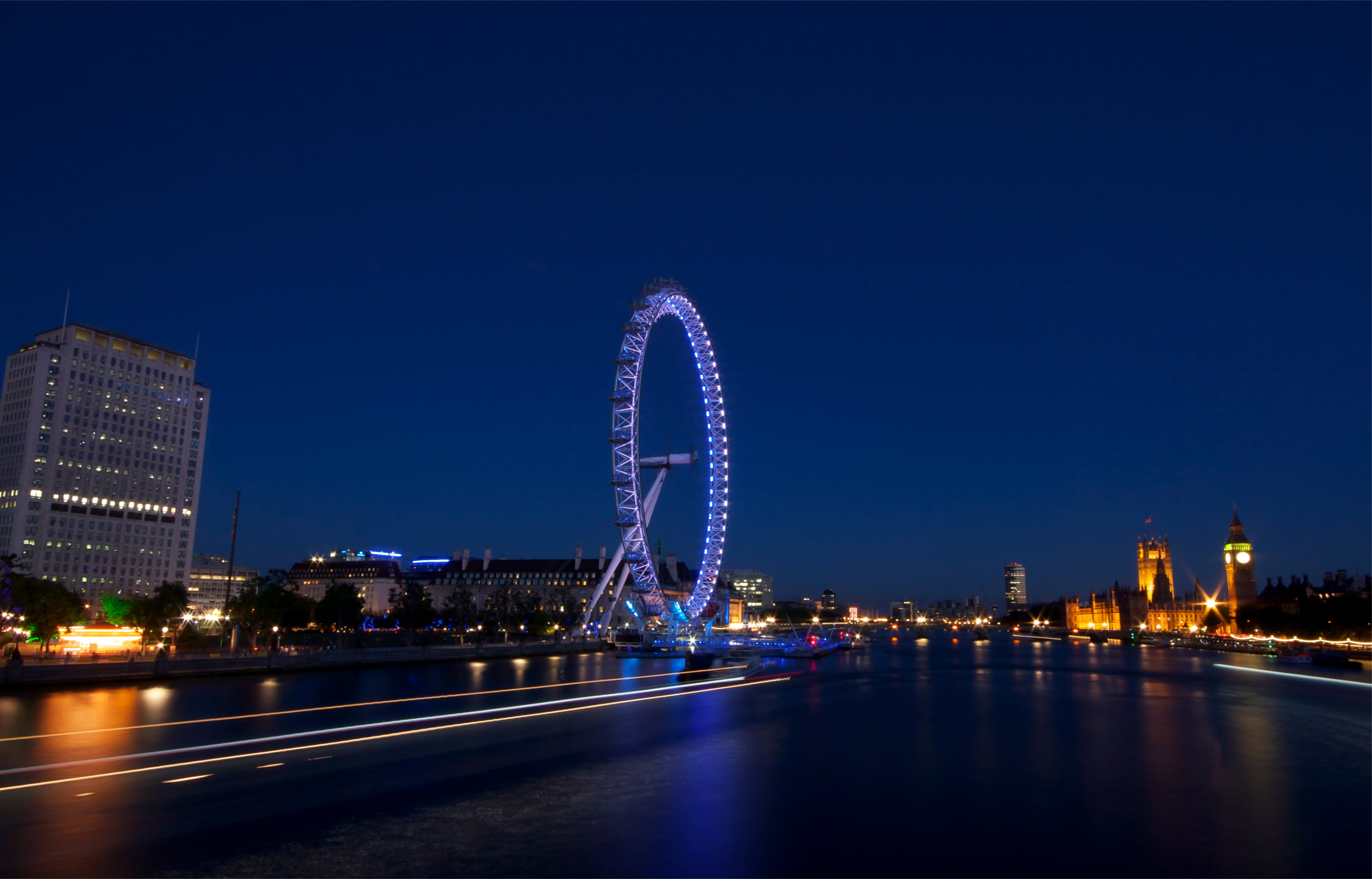 travel destinations, UK, bridge - man made structure, London, architecture, landscape, amusement park ride, motion, capital, night, no people, amusement park, HD Wallpaper