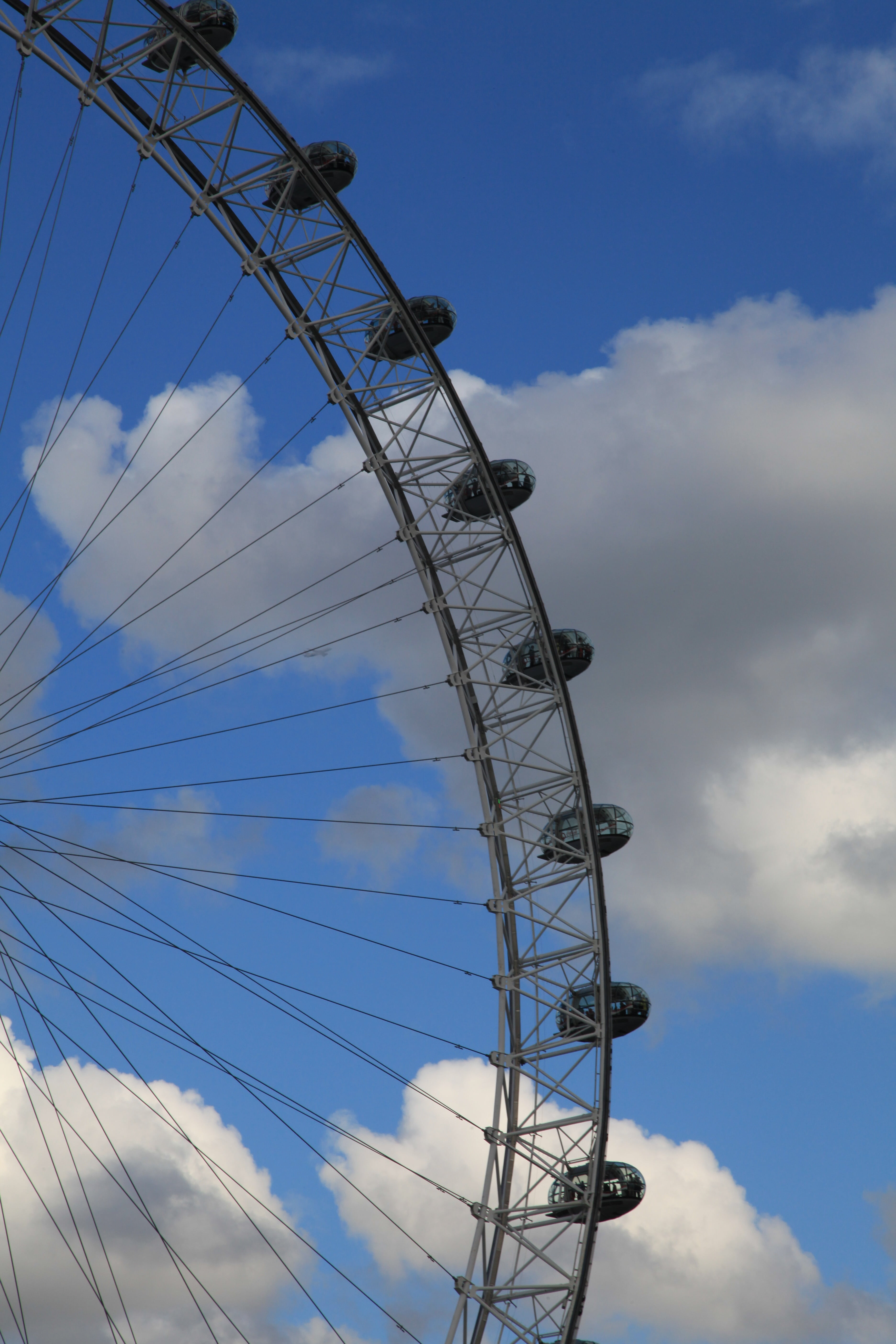 amusement park, blue, attraction, england, london eye, uk, sky, day, cable, british, low angle view, arts culture and entertainment, architecture, power supply, Phone HD Wallpaper