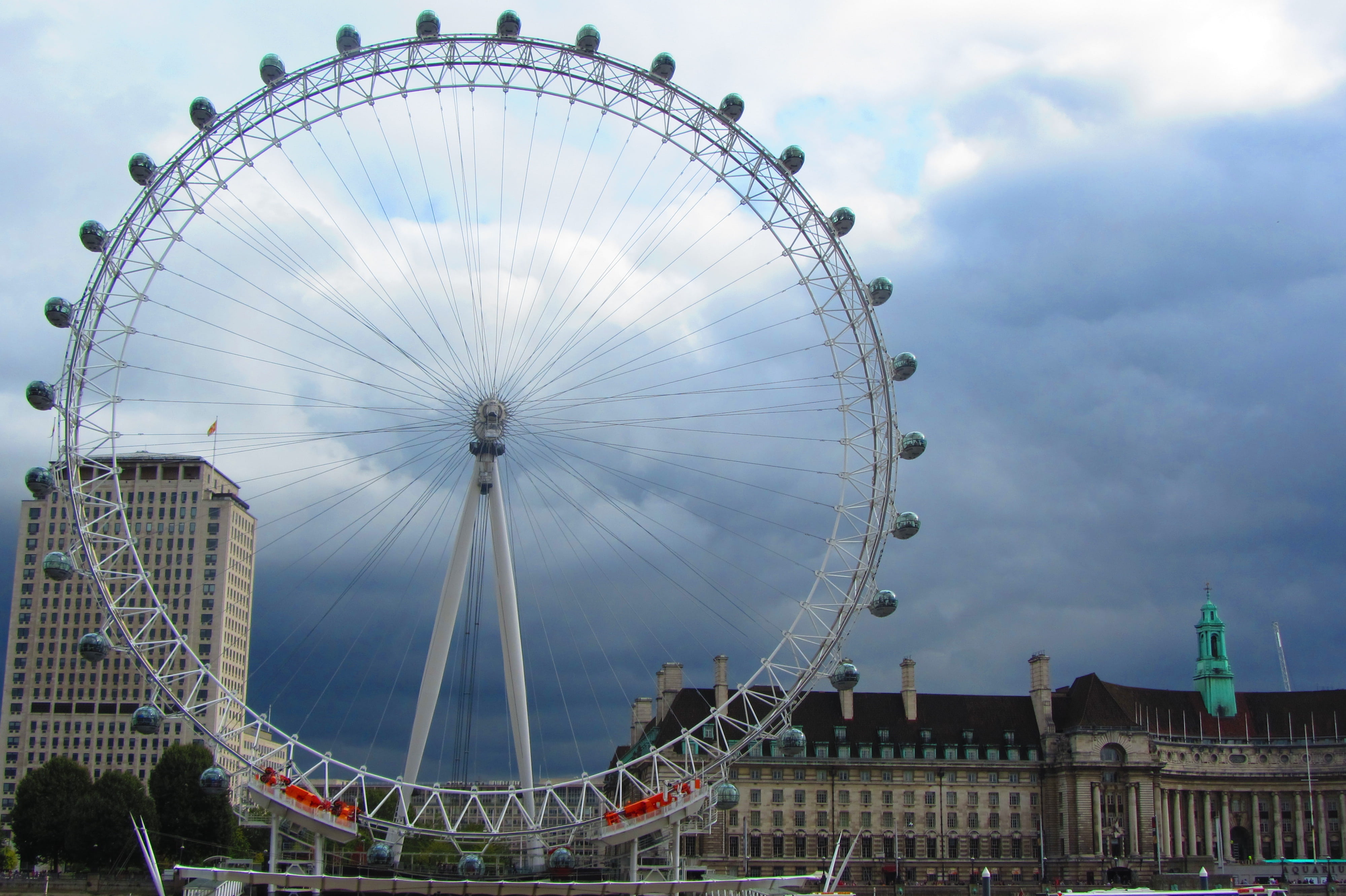 travel destinations, london eye, no people, sky, great britain, built structure, amusement park ride, boat, skyscraper, fairground, cloud - sky, low angle view, HD Wallpaper