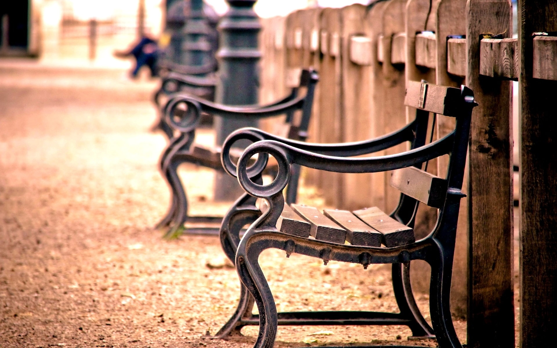 1080P, Fence, Wood, Bench, Blur, Railing, HD Wallpaper