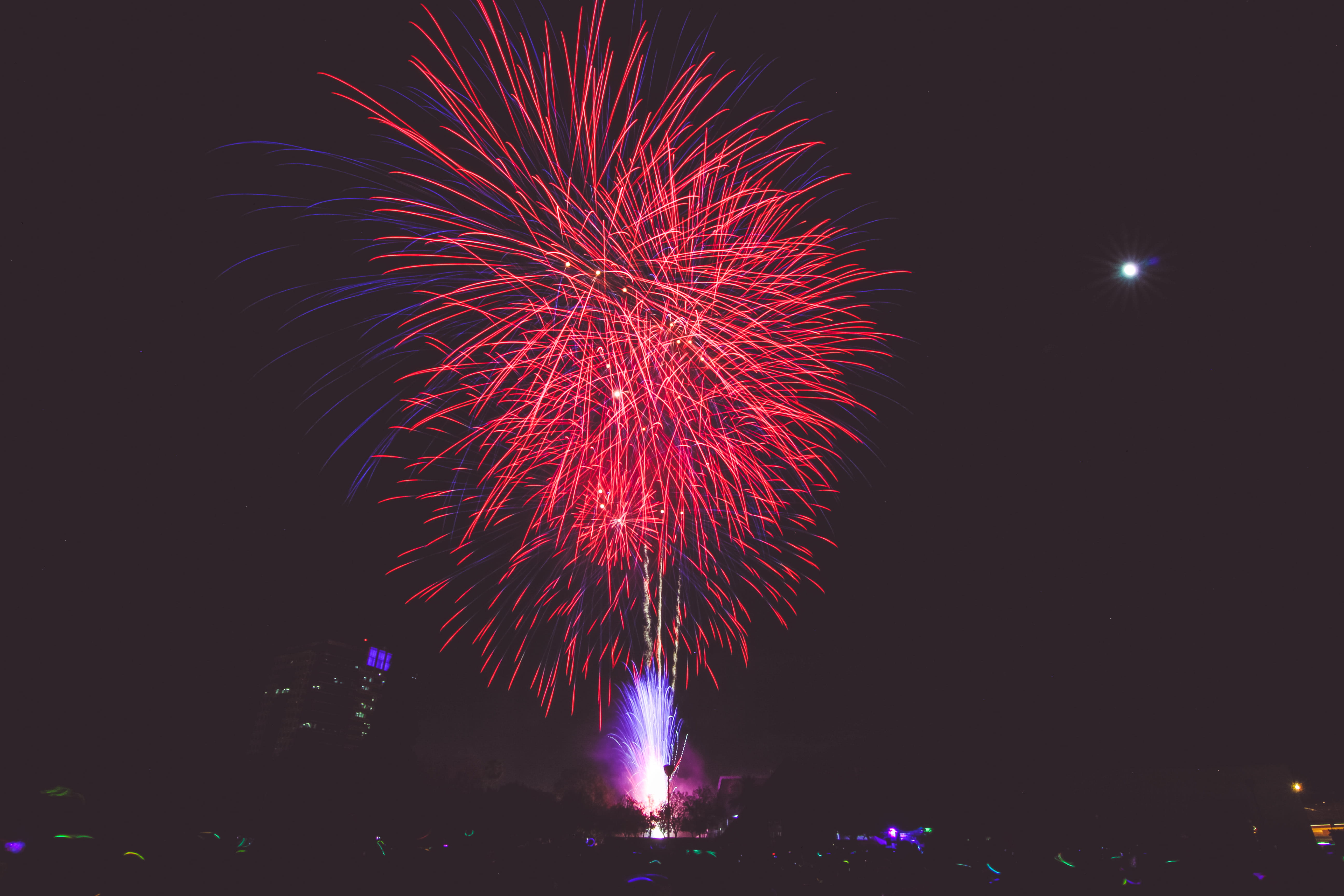 california, sky, red, no people, new years eve, festival, arts culture and entertainment, usa, 5K, long exposure, celebration, light, firework display, HD Wallpaper
