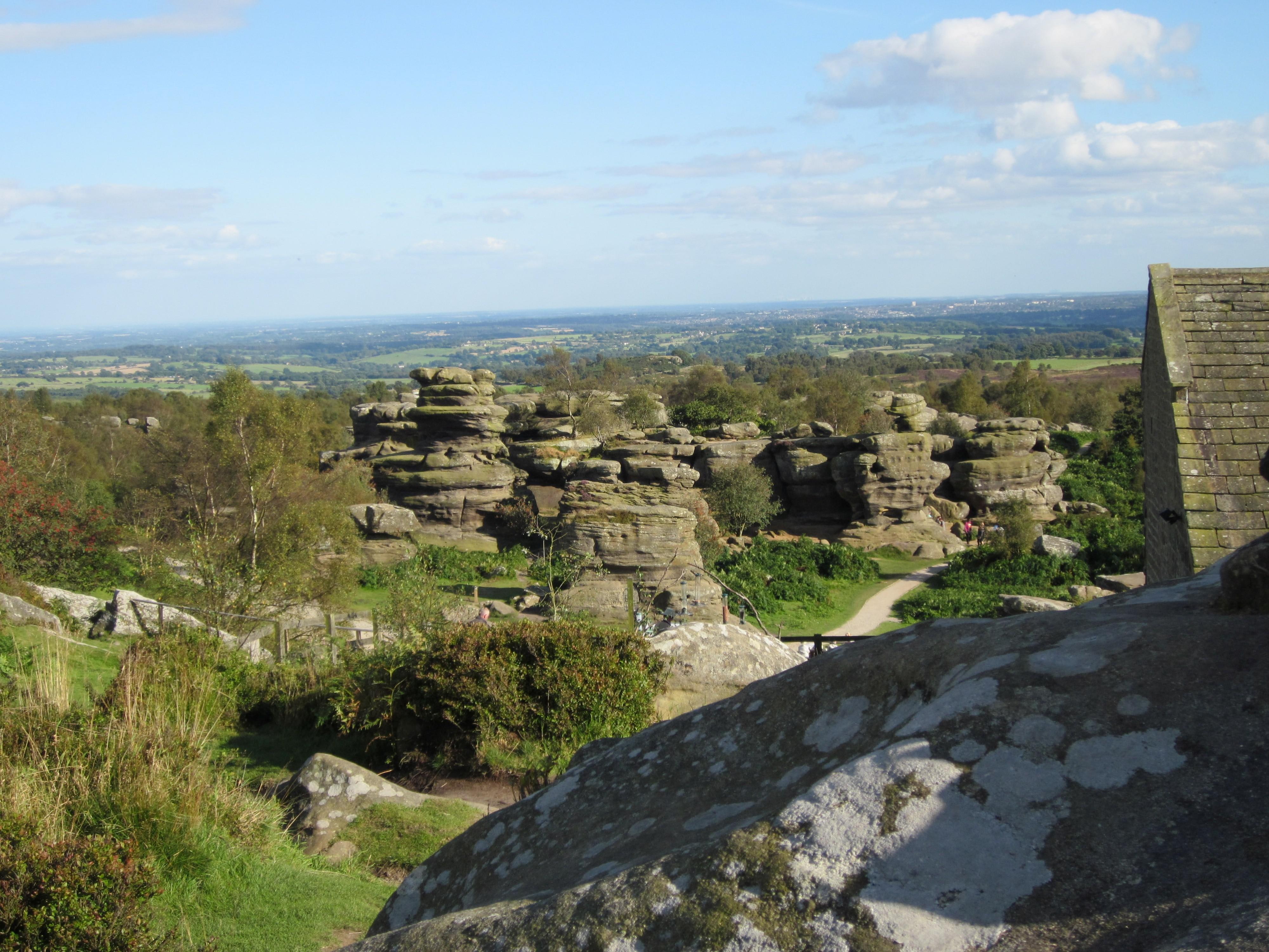 tourist, balancing, gray, north, uk, landmarks, place, rocks, structural, brimham, 4K, hd, yorkshire, england, HD Wallpaper