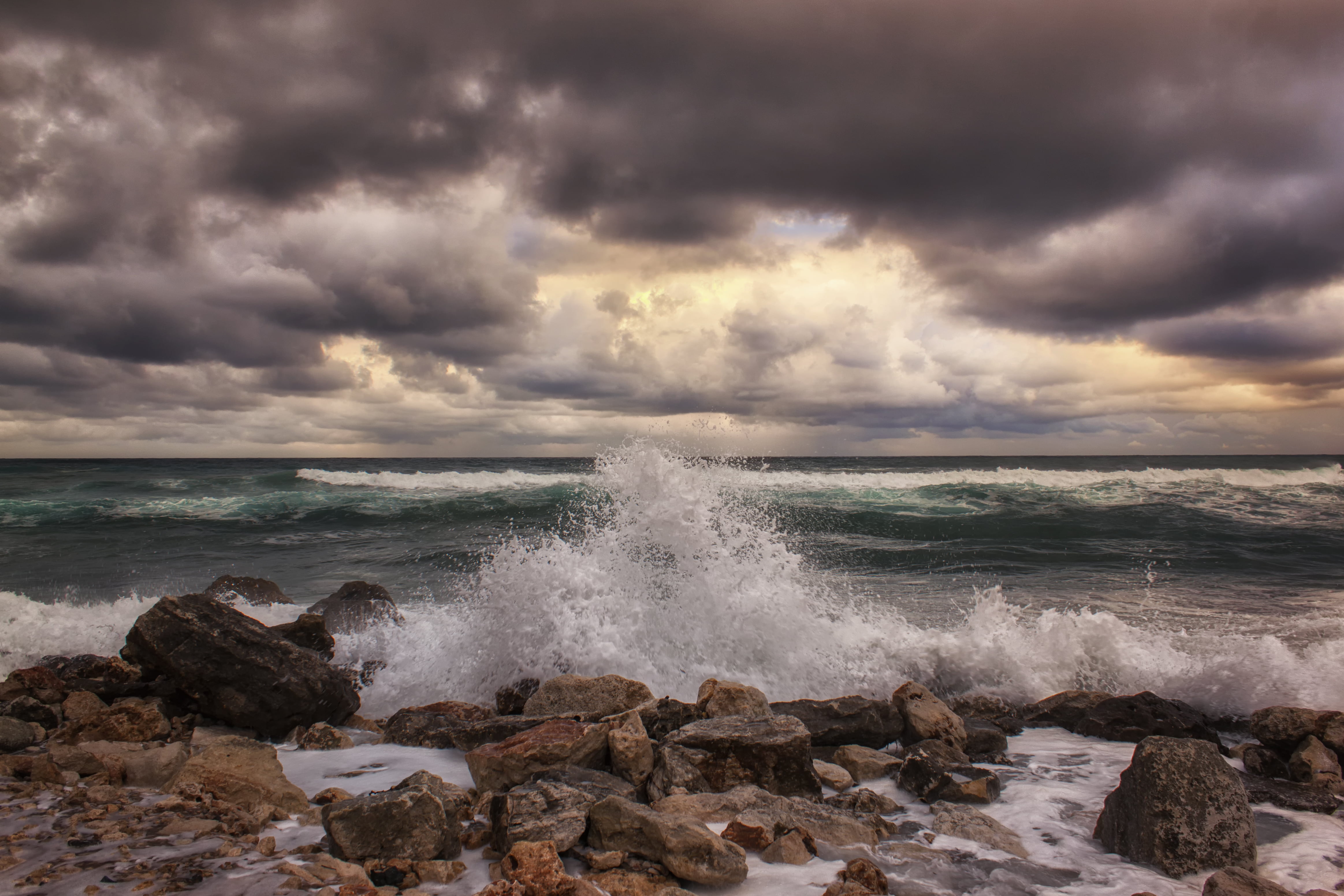 coastline, κύμα, cloud - Sky, seascape, φύση, Splash, sky, ουρανός, Κρήτη, wave, rocks, Crete, weather, θάλασσα, ocean, white clouds, sea, landscape, waves, HD Wallpaper