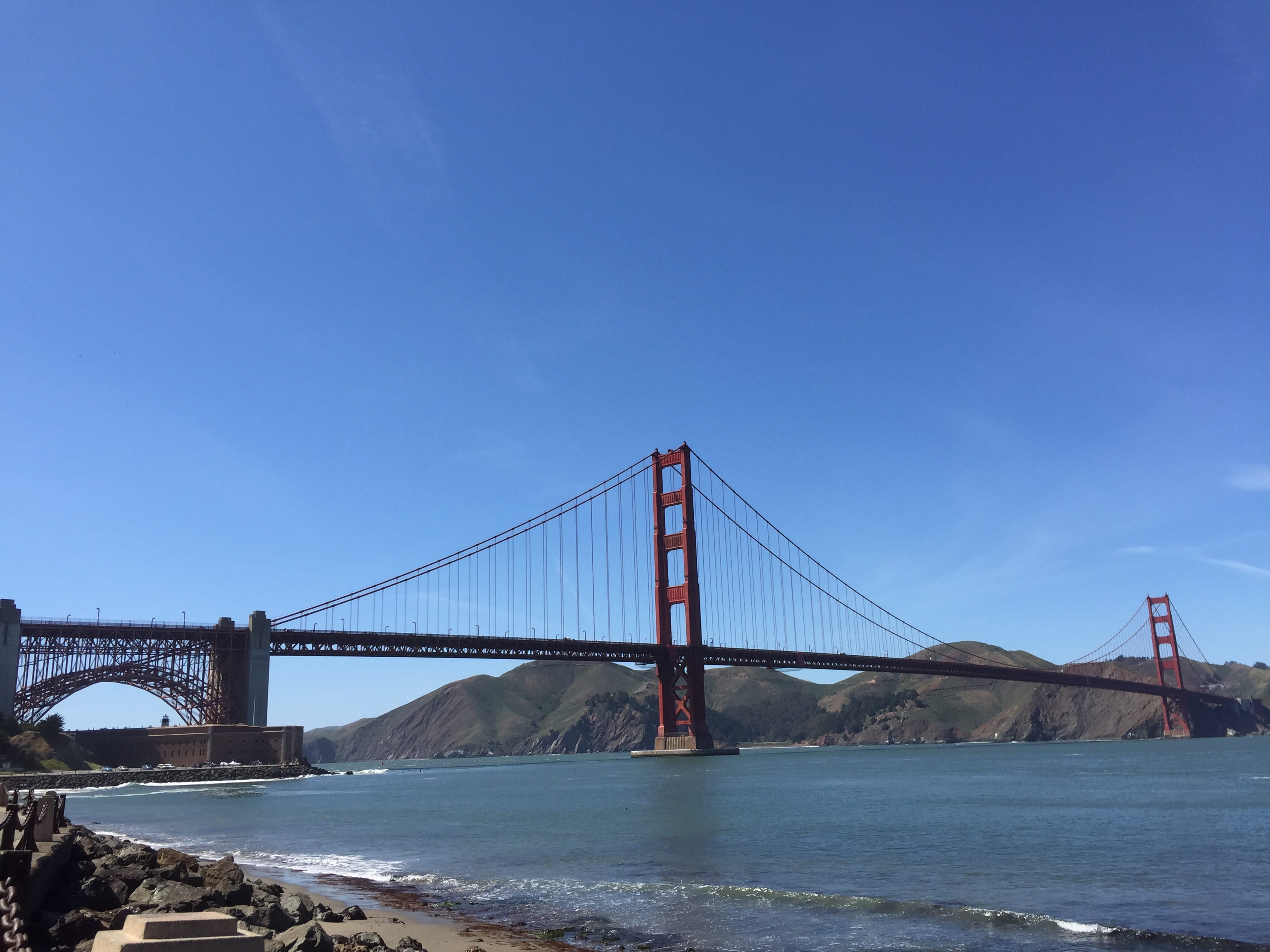 tourism, landscape, built structure, sea, architecture, blue, downtown, cityscape, outdoors, san, travel, ca, travel destinations, usa, ocean, famous, bridge - man made structure, HD Wallpaper