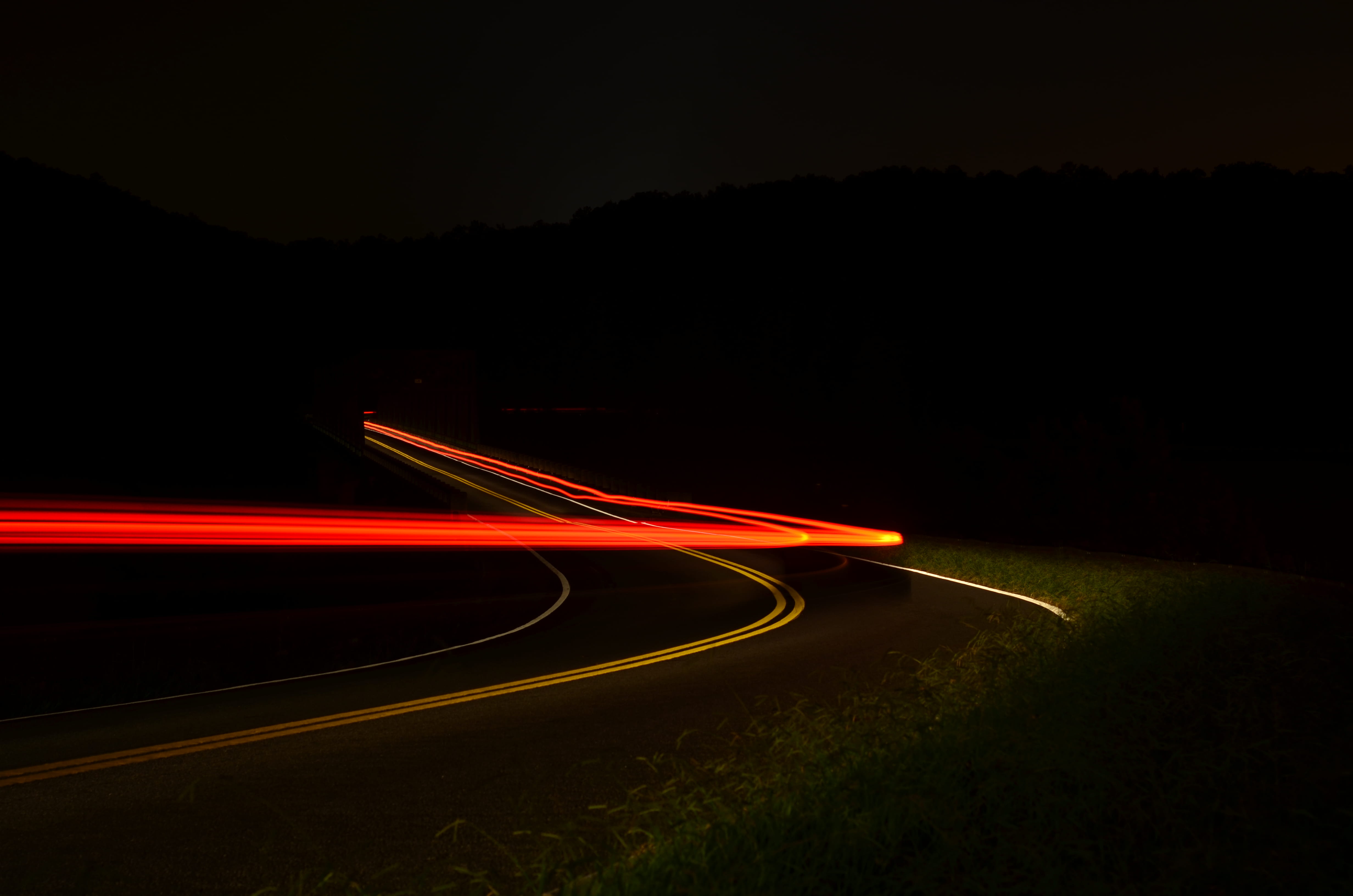 mode of transportation, flare, road, lighting equipment, vehicle light, traffic, no people, blurred motion, highway, ga, winding road, dark, illuminated, HD Wallpaper