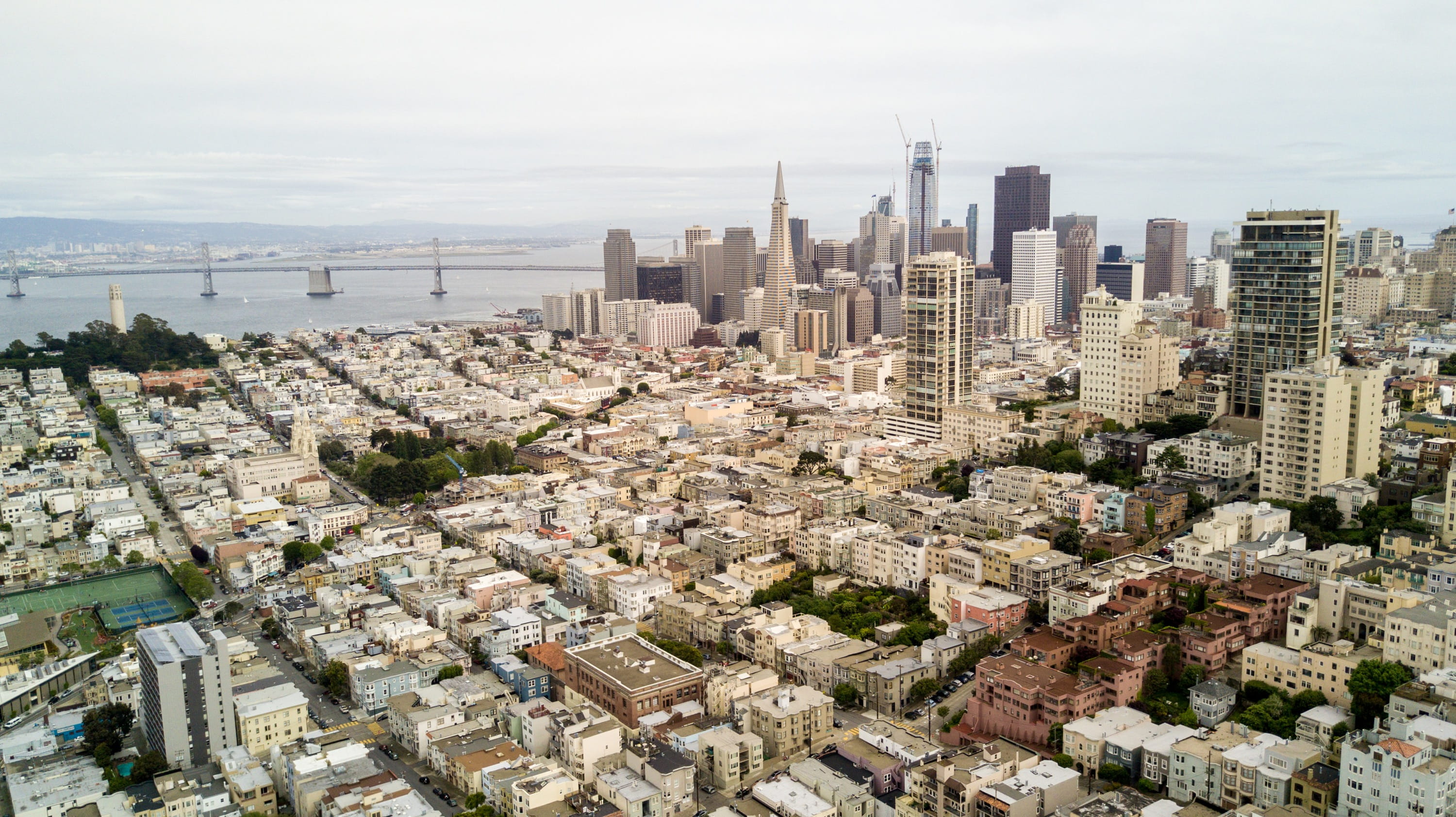 city, drone, united states, skyscraper, tower, no people, building exterior, settlement, built structure, urban skyline, financial district, san francisco, HD Wallpaper