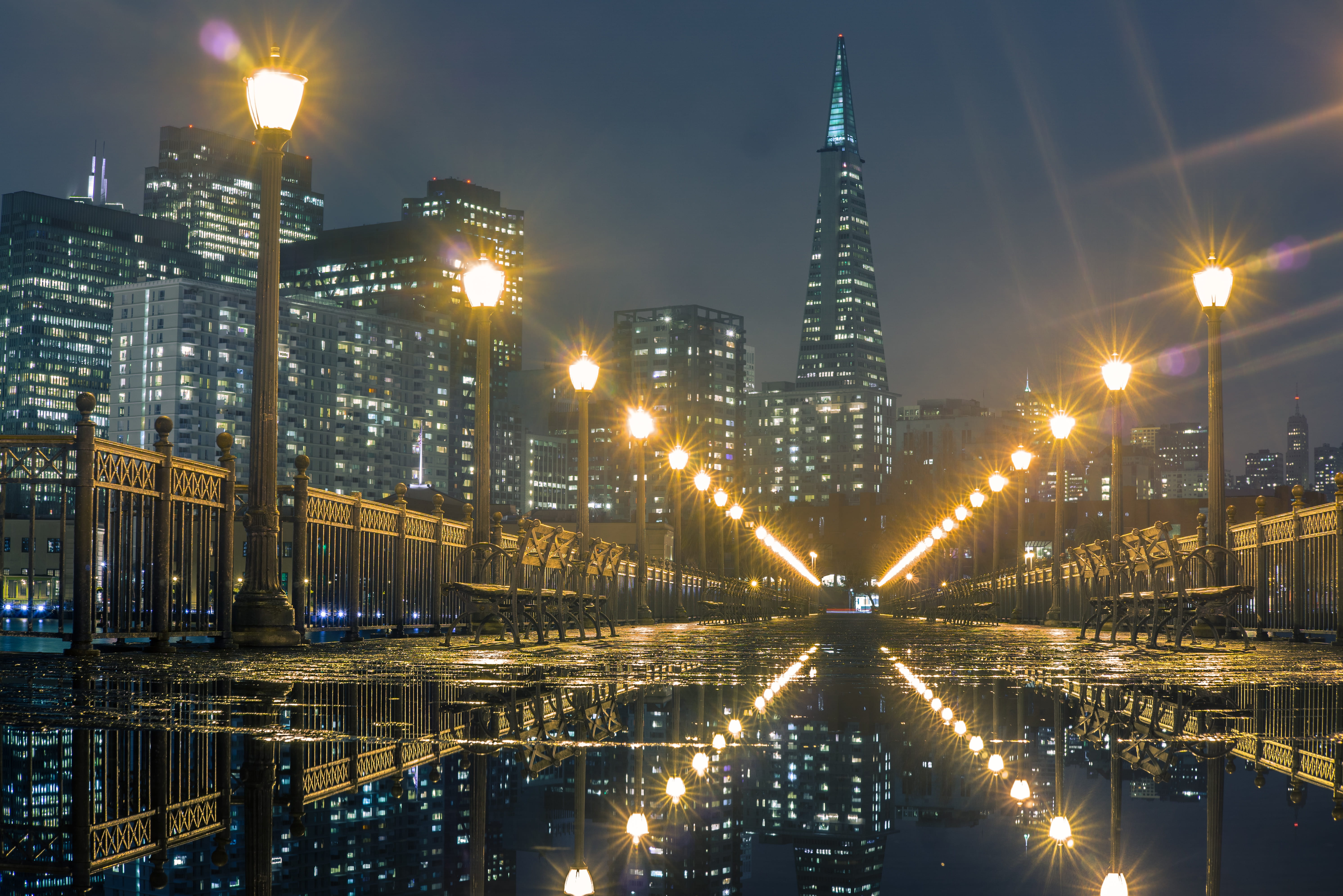 travel destinations, tall - high, architecture, spire, financial district, nature, skyscraper, cityscape, downtown, city, illuminated, outdoors, sf, no people, HD Wallpaper