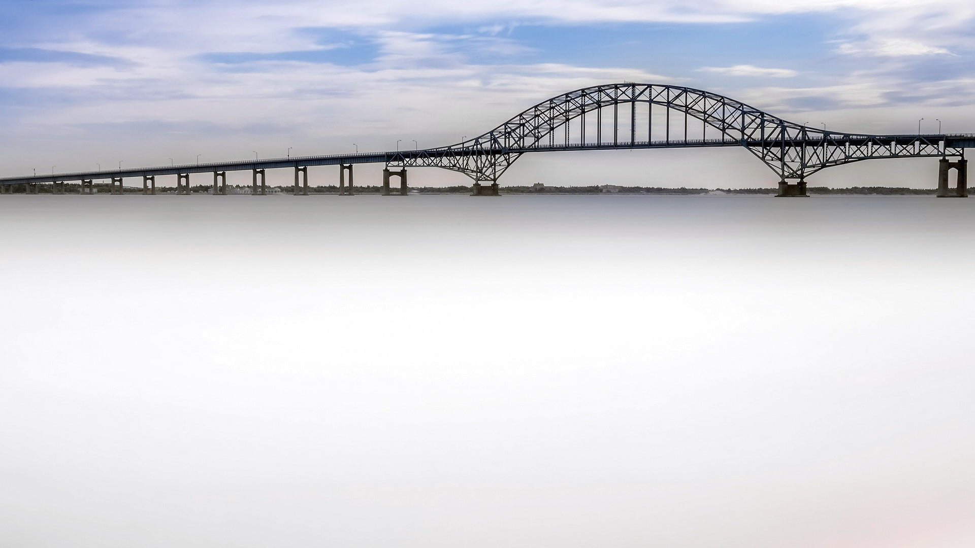 no people, cloud - sky, water, outdoors, copy space, bridge - man made structure, travel destinations, alloy, steel, sky, nature, river, bridge, 1080P, HD Wallpaper