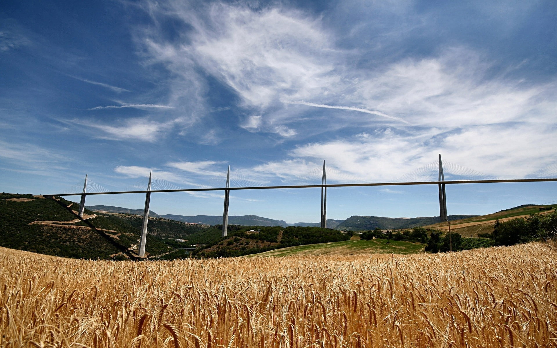 1080P, bridges, viaduc, France, architecture, de, viaduc de millau, millau, art, hd, HD Wallpaper