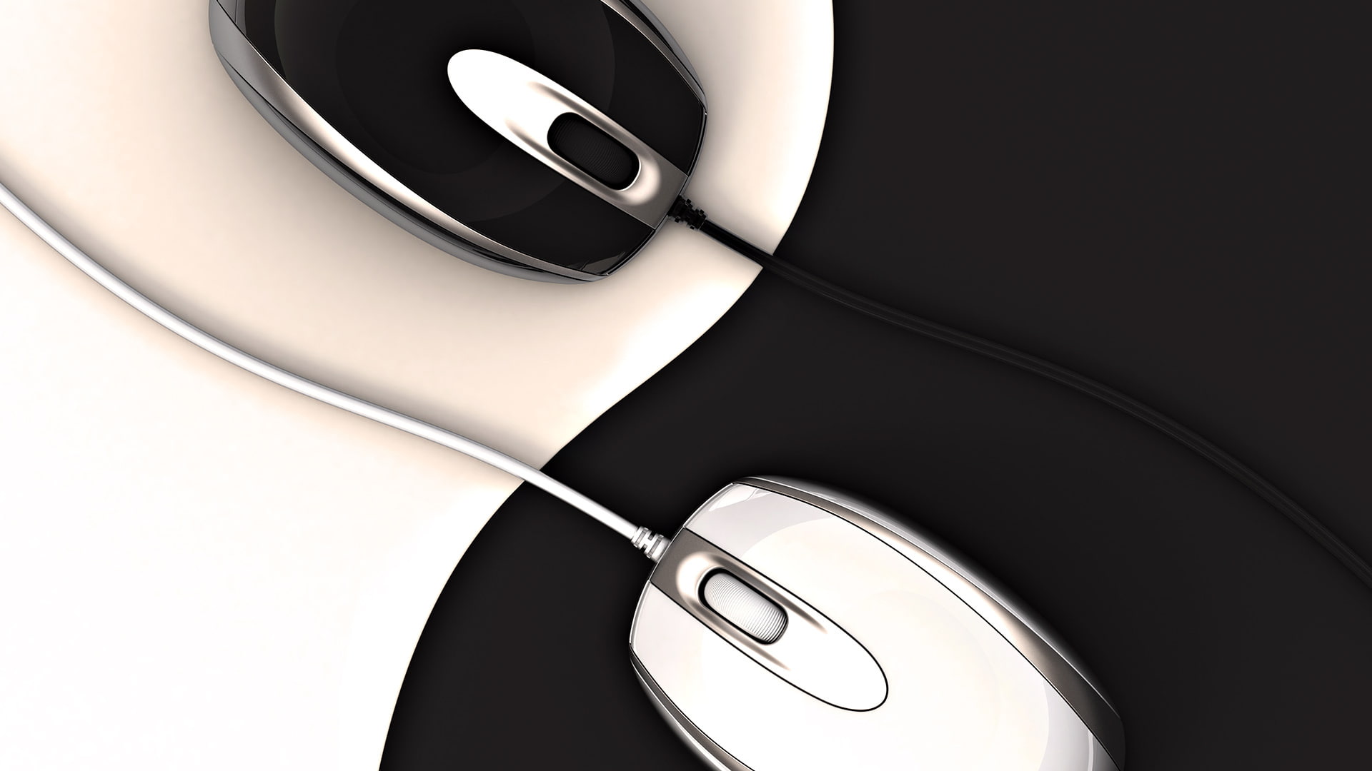 1080P, white, black, mouse, Ying-Yang, HD Wallpaper