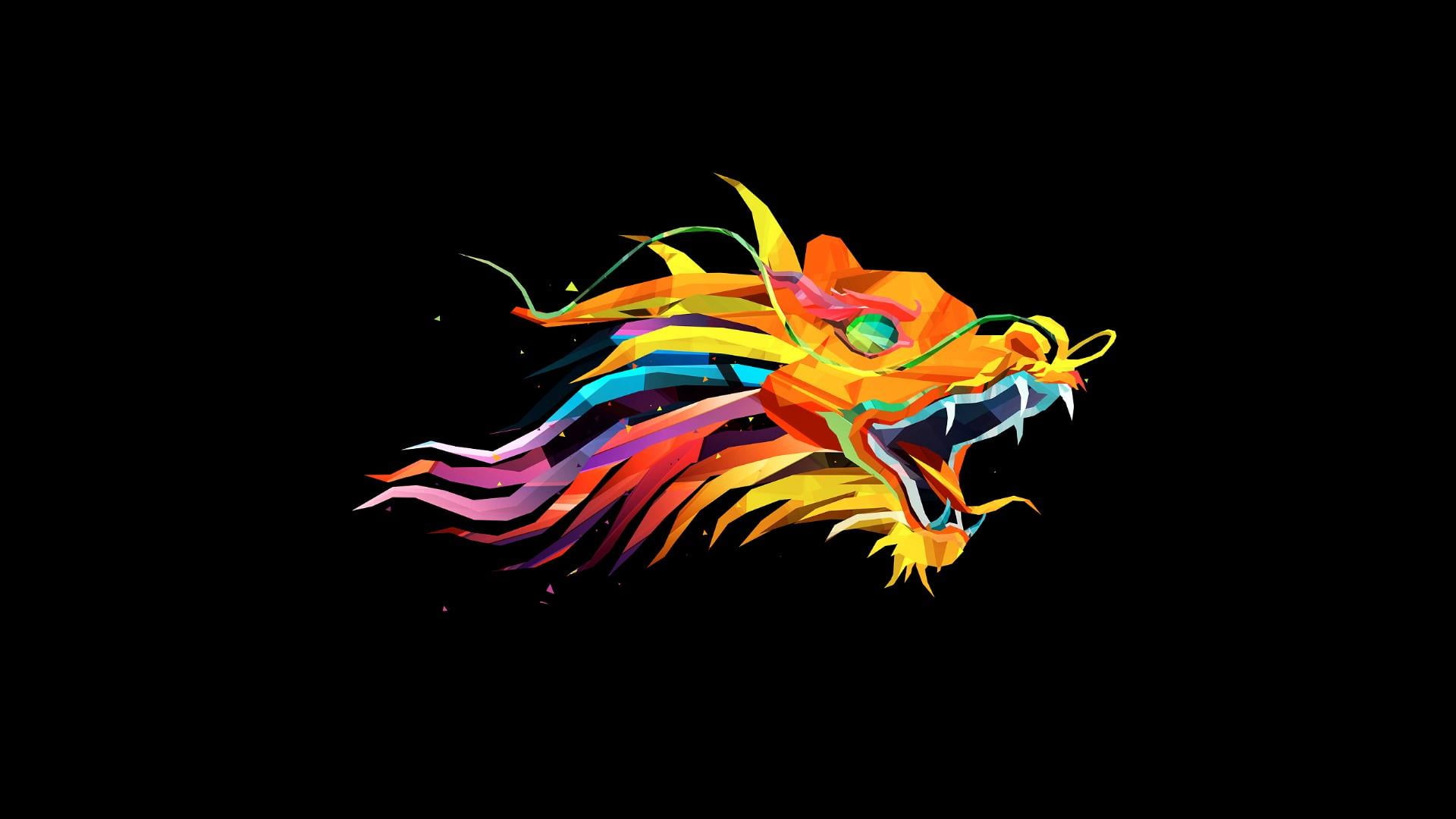 1080P, studio shot, motion, nature, design, artwork, yellow, close-up, creativity, mixing, dragon, minimalist, copy space, multi colored, colorful, water, HD Wallpaper