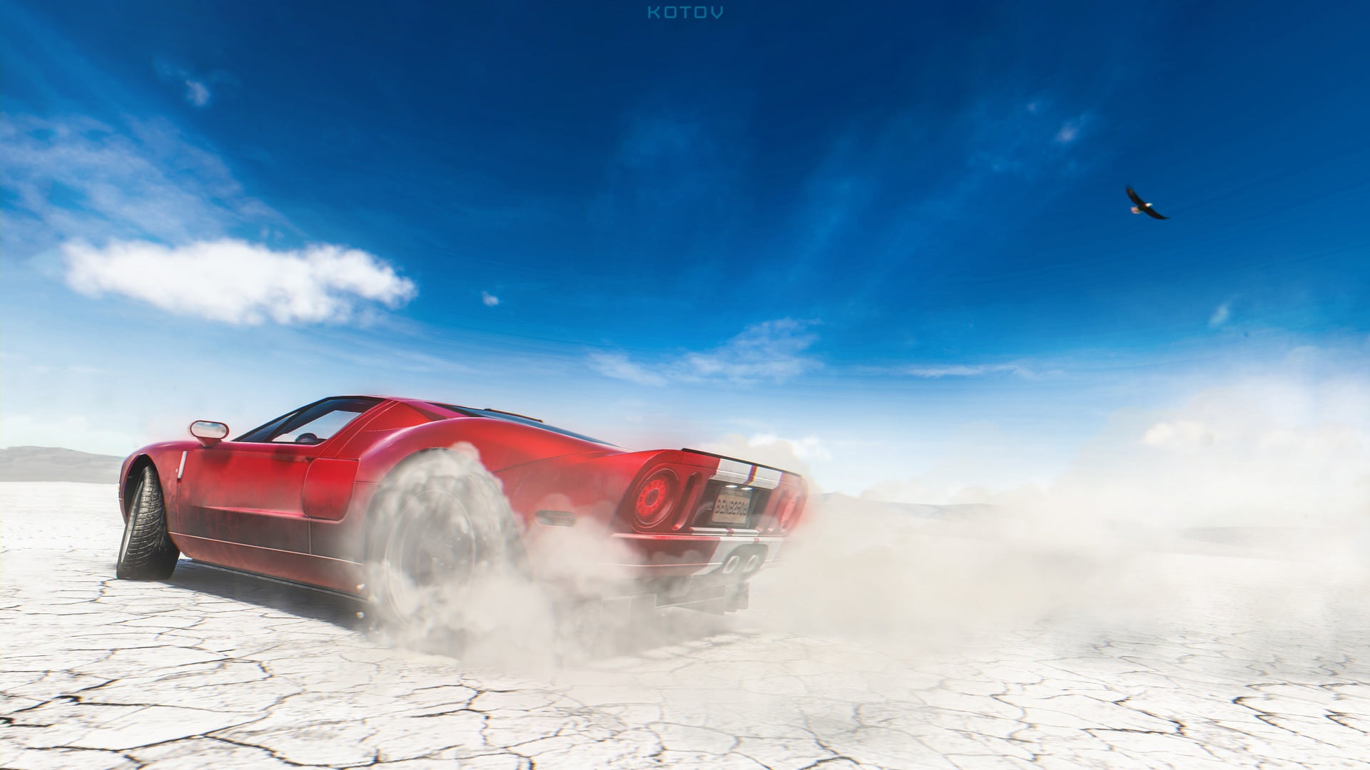 by Yan Kotov, Ford GT, Game Art, Auto, Art, Ford, Machine, The Crew, 1080P, Yan Kotov, Sports car, Red, Supercar, Game, HD Wallpaper
