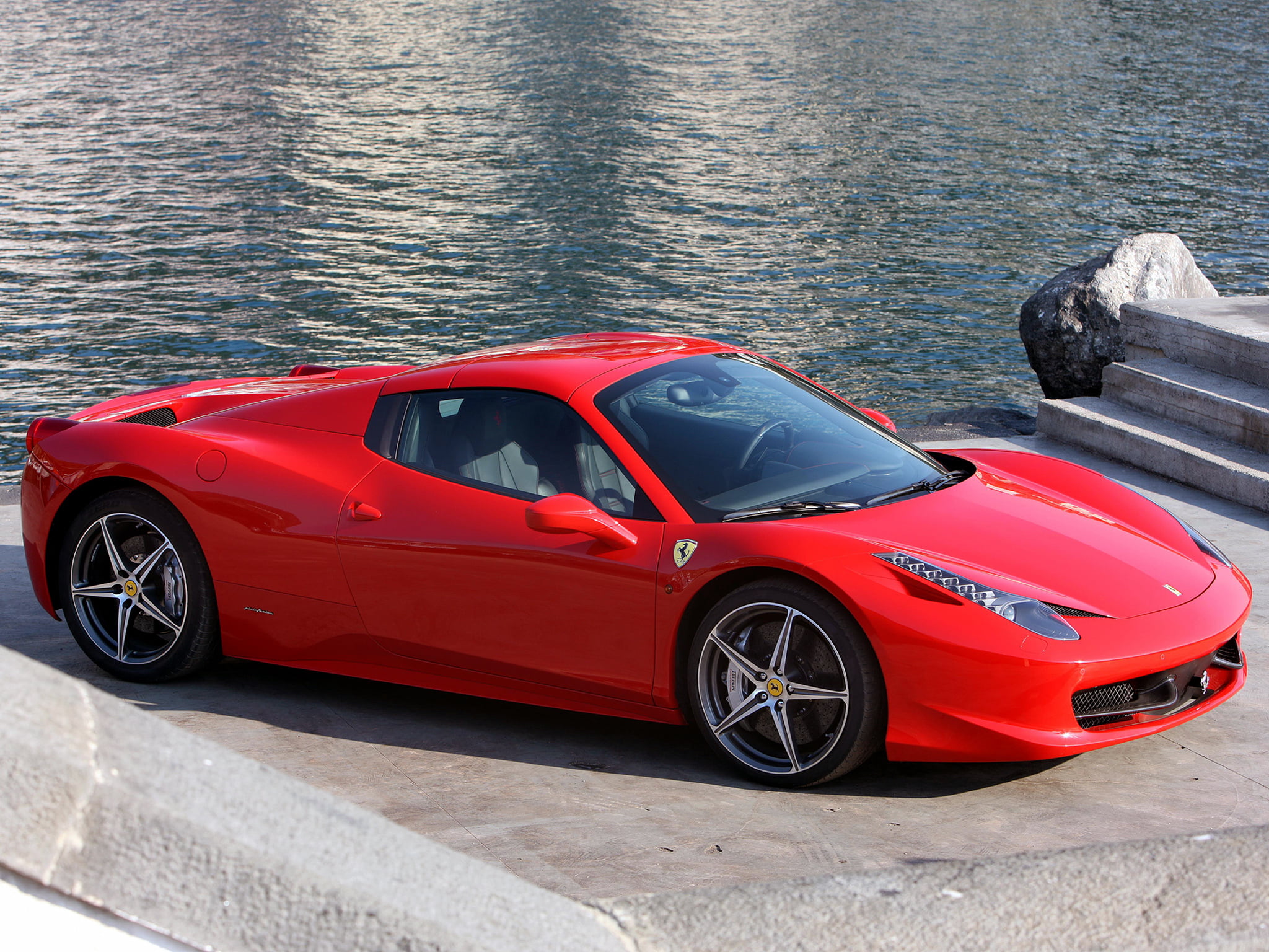 reflection, power, land Vehicle, elegance, car, new, wealth, water, mode of Transport, modern, sport, ferrari, side View, sign, nature, sports Car, spider, HD Wallpaper