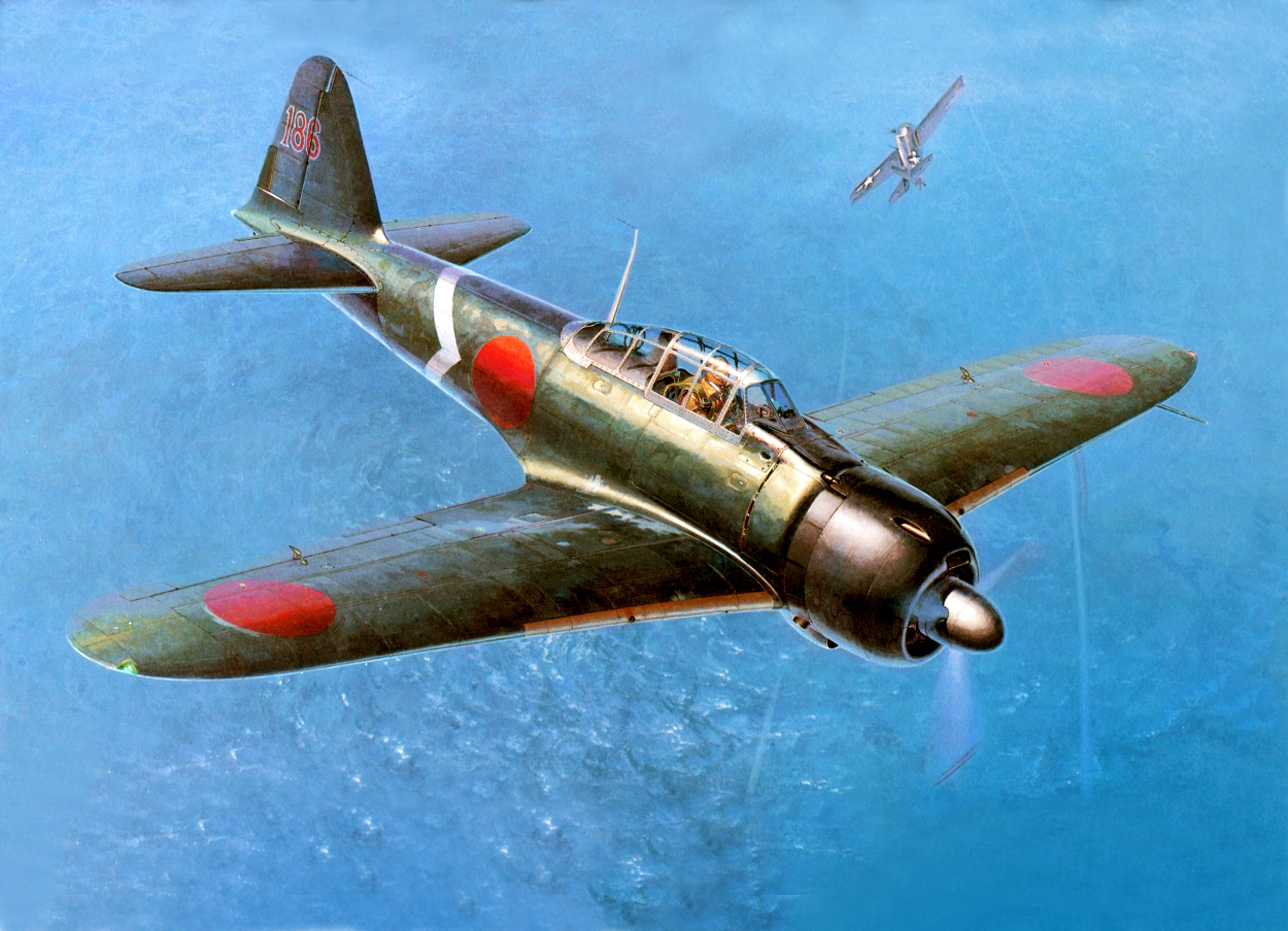 Mitsubishi A6M3 22 Reisen (Type 0) японский, figure, 2K, WW2, carrier-based fighter, art, HD Wallpaper