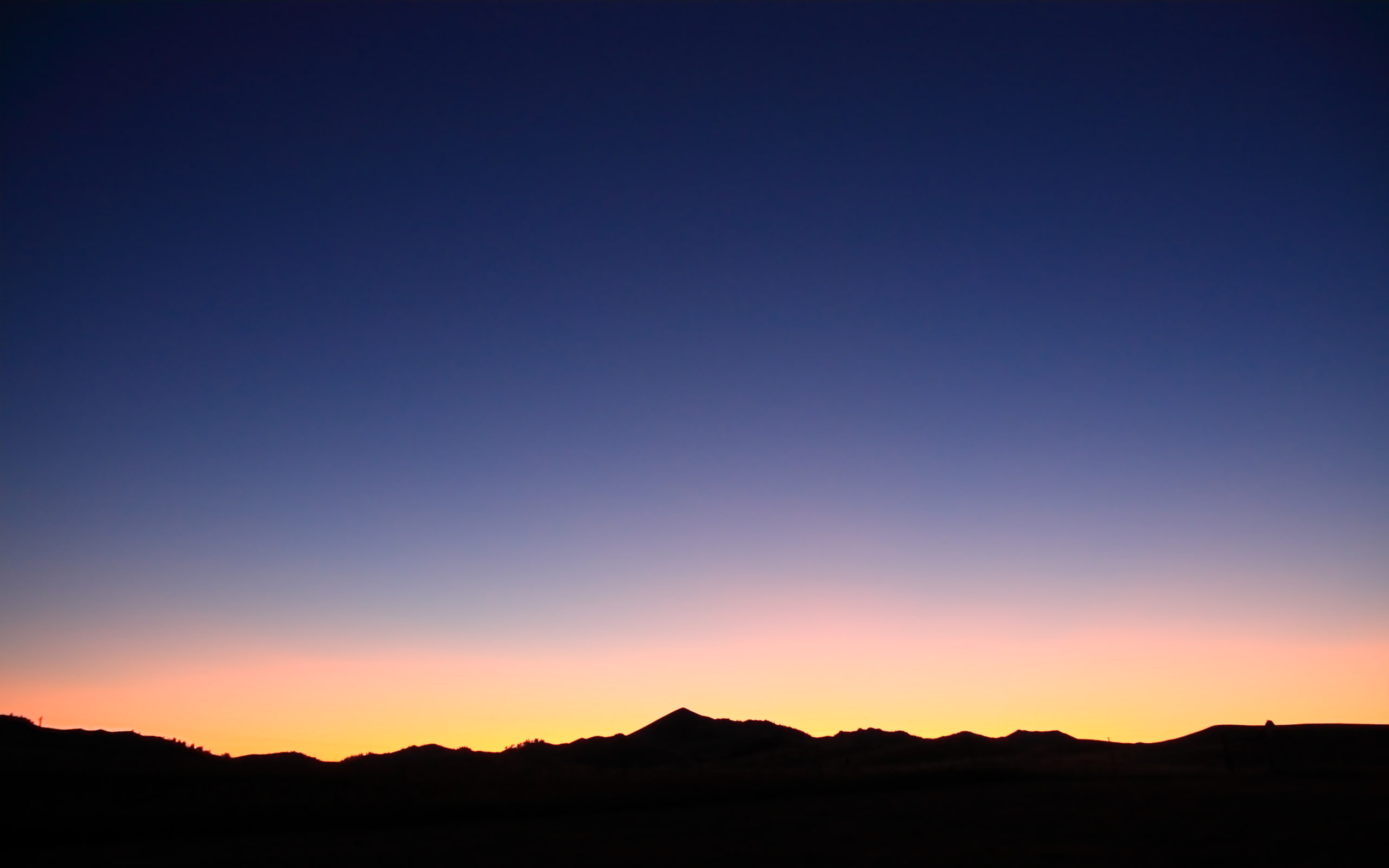 sunset, orange color, romantic sky, tranquility, clear sky, no people, environment, landscape, 2K, copy space, sky, scenics - nature, idyllic, mountain, HD Wallpaper