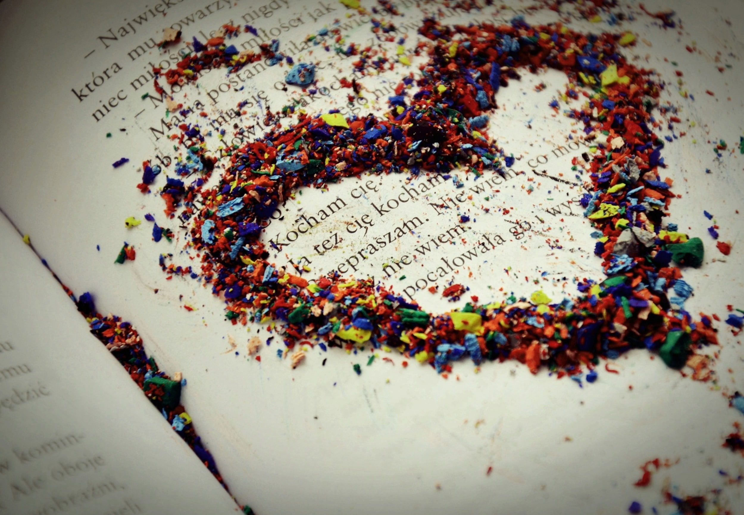 1080P, shaped, Love heart, bookpage, heart, HD, scraped, crayons, art, HD Wallpaper