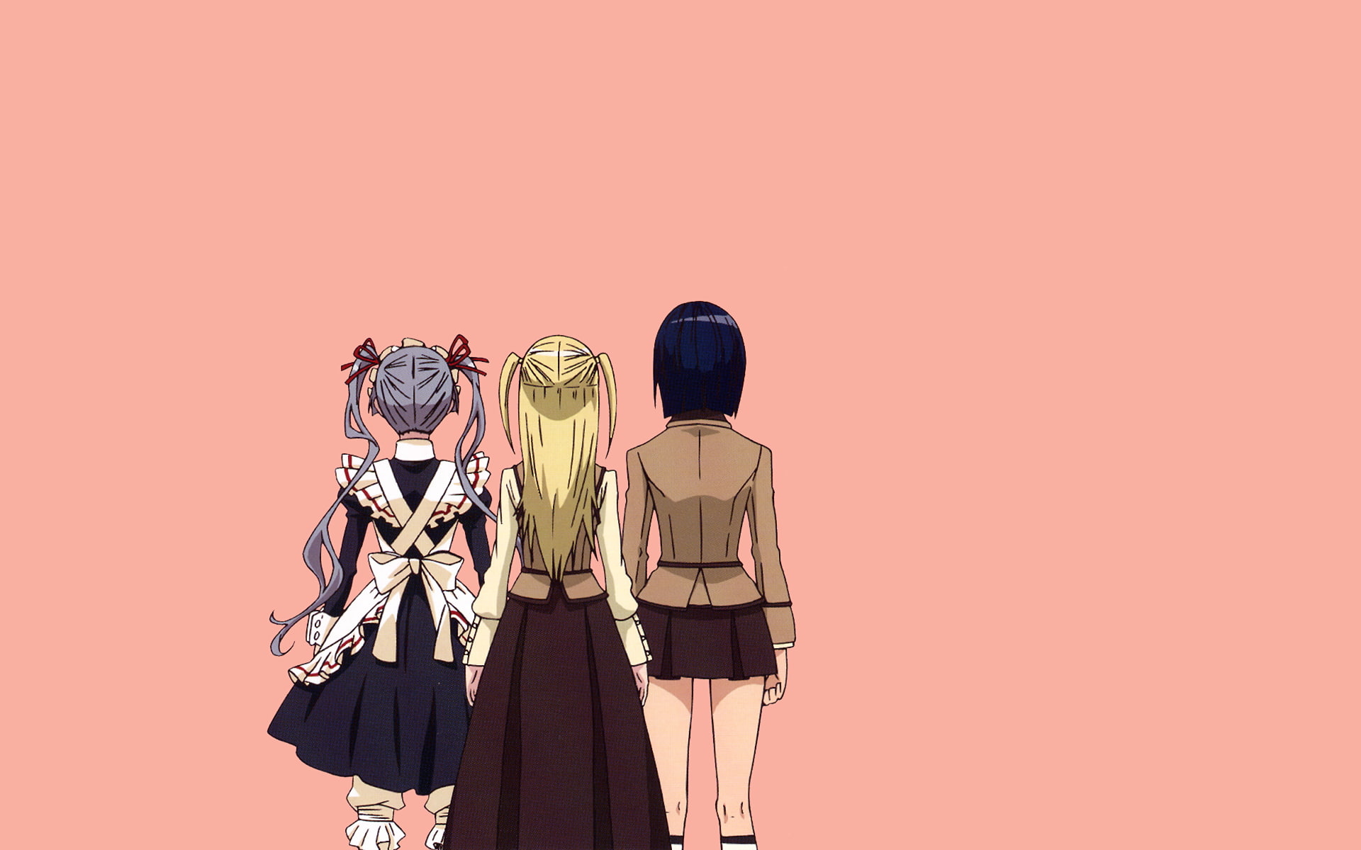 hairstyle, Maria † Holic, anime girls, colored background, real people, waist up, 1080P, women, people, human representation, standing, Shinōji Matsurika, HD Wallpaper