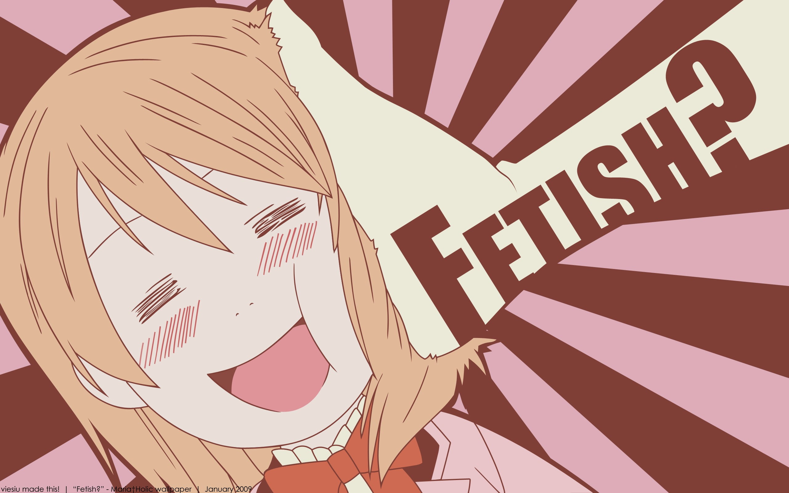 human representation, backgrounds, communication, representation, anime girls, pink color, low angle view, Maria † Holic, pattern, close-up, creativity, HD Wallpaper