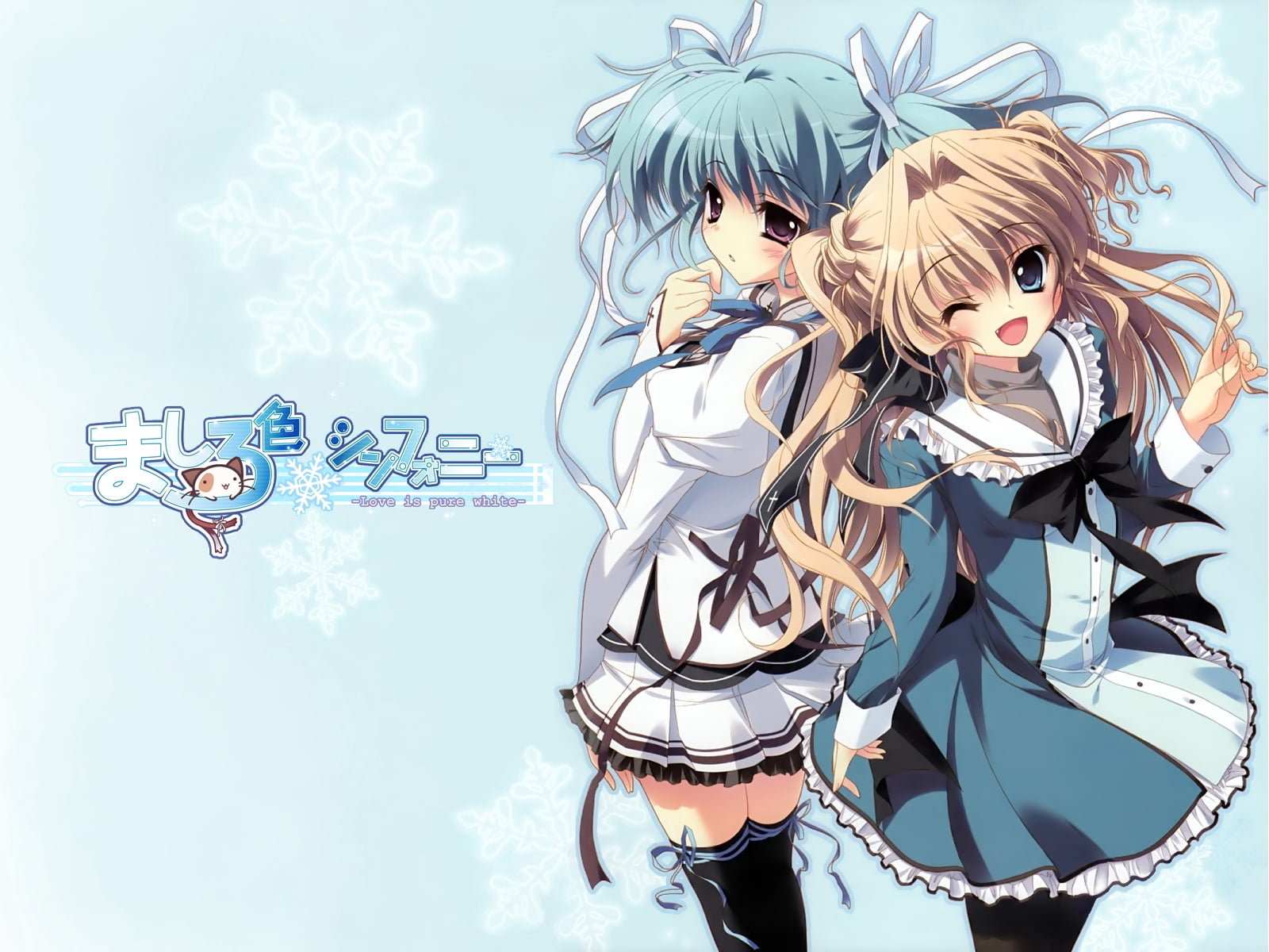 representation, beautiful, fantasy, fashion, sena airi, hair, mashiroiro symphony, 720P, two people, iro, young adult, young women, smiling, mashiro, color, HD Wallpaper