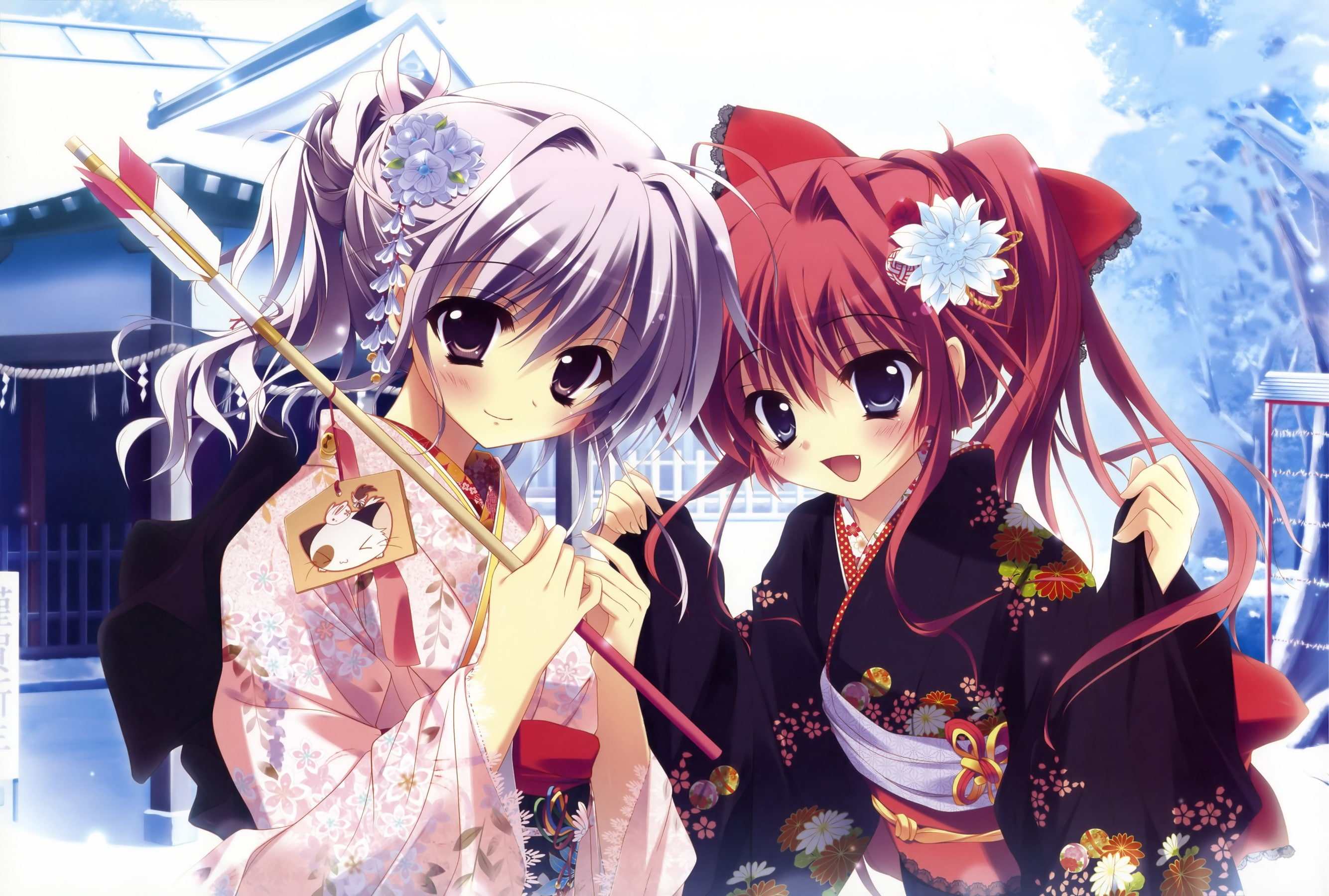 game, izumi, hair, tsubasu, 2K, lolitas, kemono, flowers, ribbons, symphony, mashiroiro, HD Wallpaper