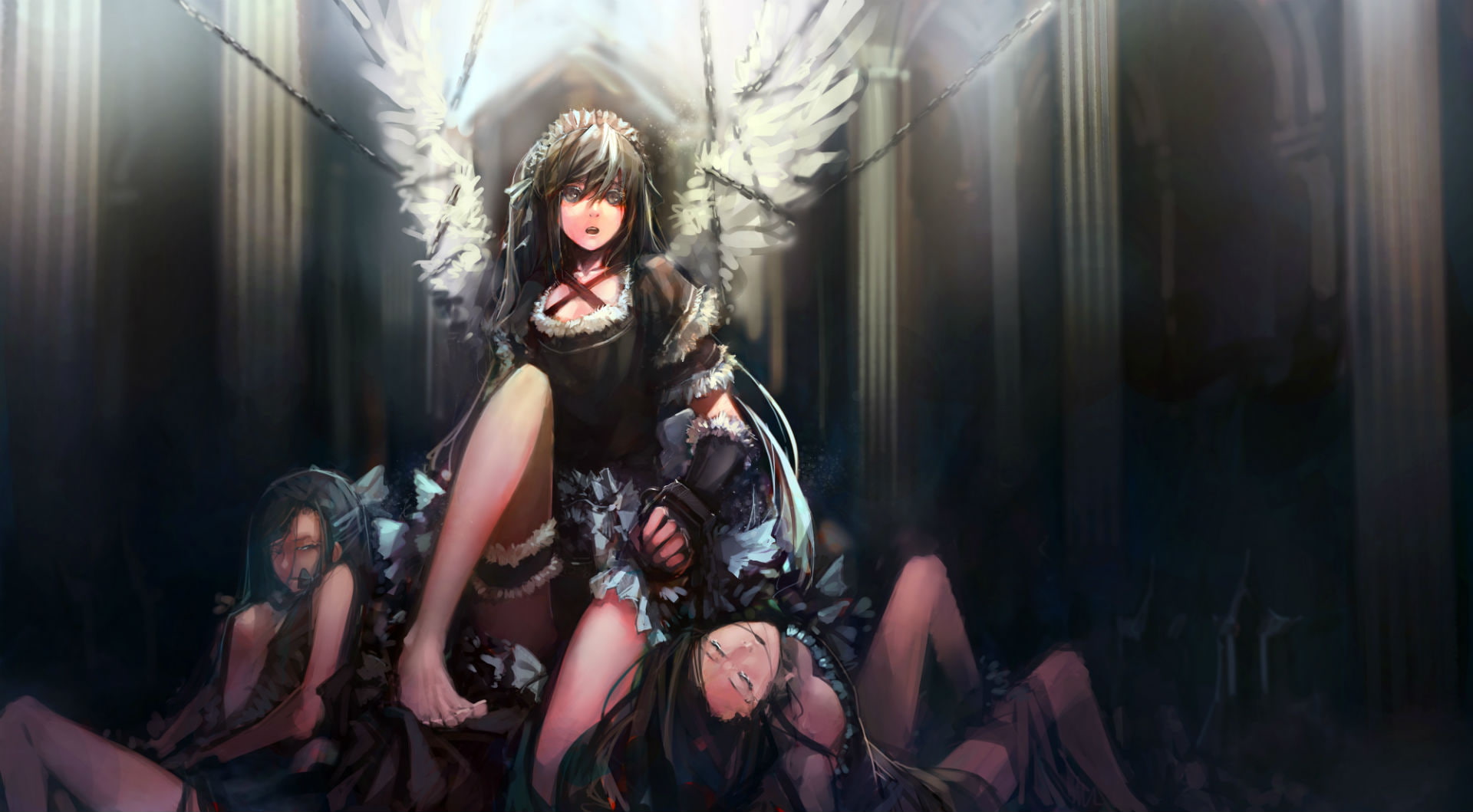 garter, wings, chain, blueman, dress, 1080P, original, HD Wallpaper