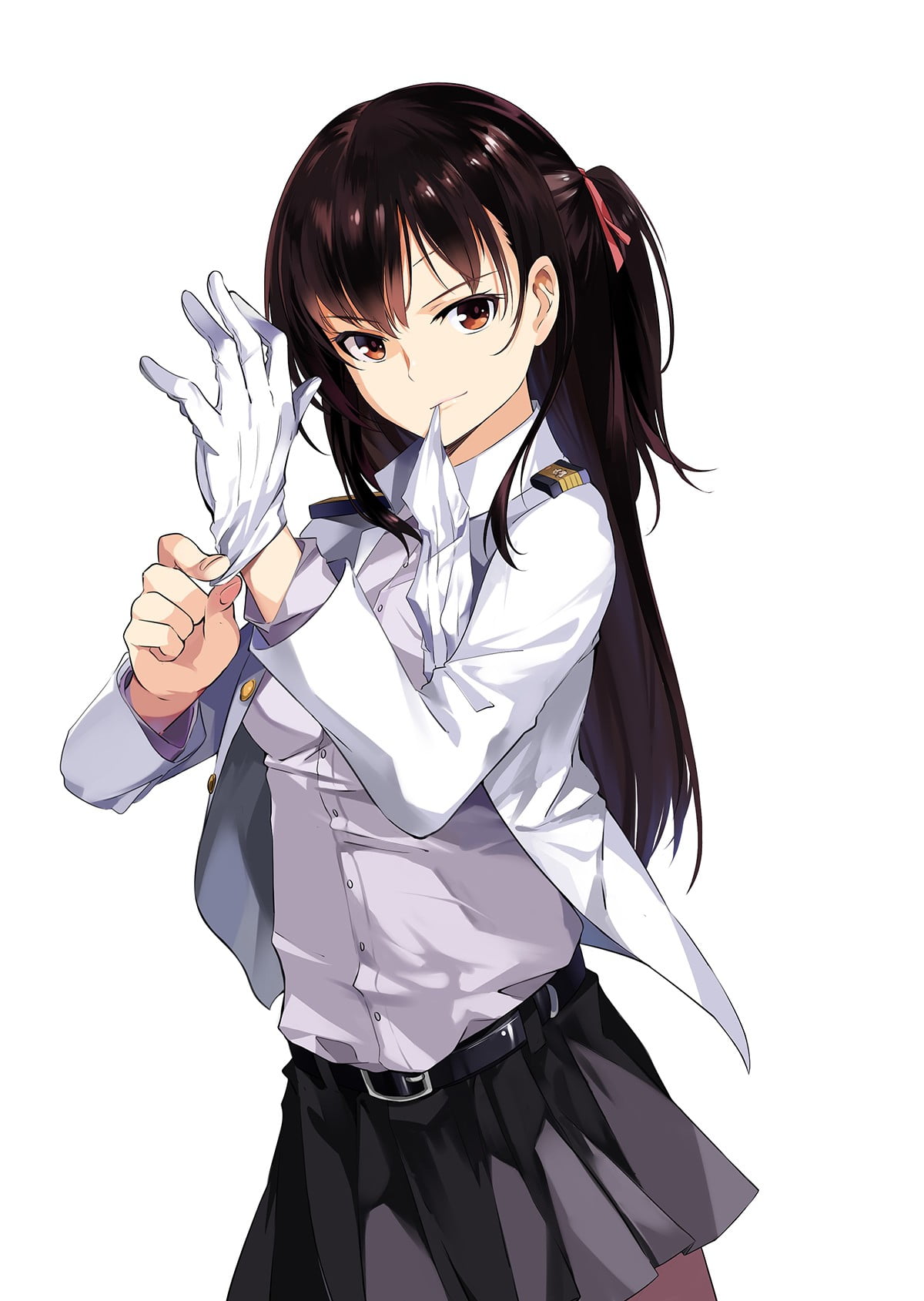 adult, beautiful woman, young adult, human arm, fashion, white background, cut out, one person, clothing, women, beauty, brunette, skirt, Admiral (KanColle), Phone HD Wallpaper