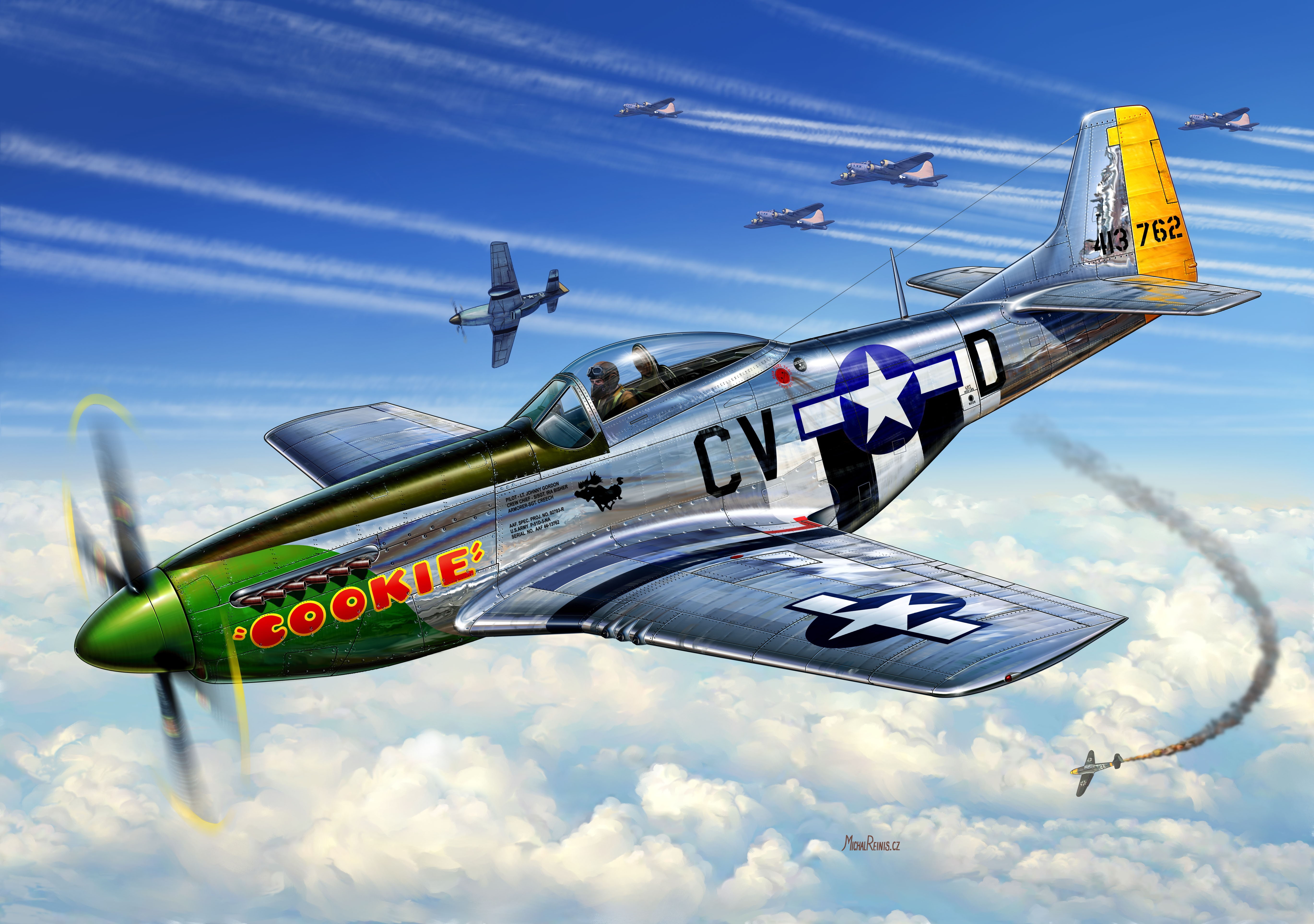 P-51D-5-NA, Lt.Johnny Gordon, 5K, 8th Air Force, 359th FG, B-17, USAAF, 368th FS, HD Wallpaper