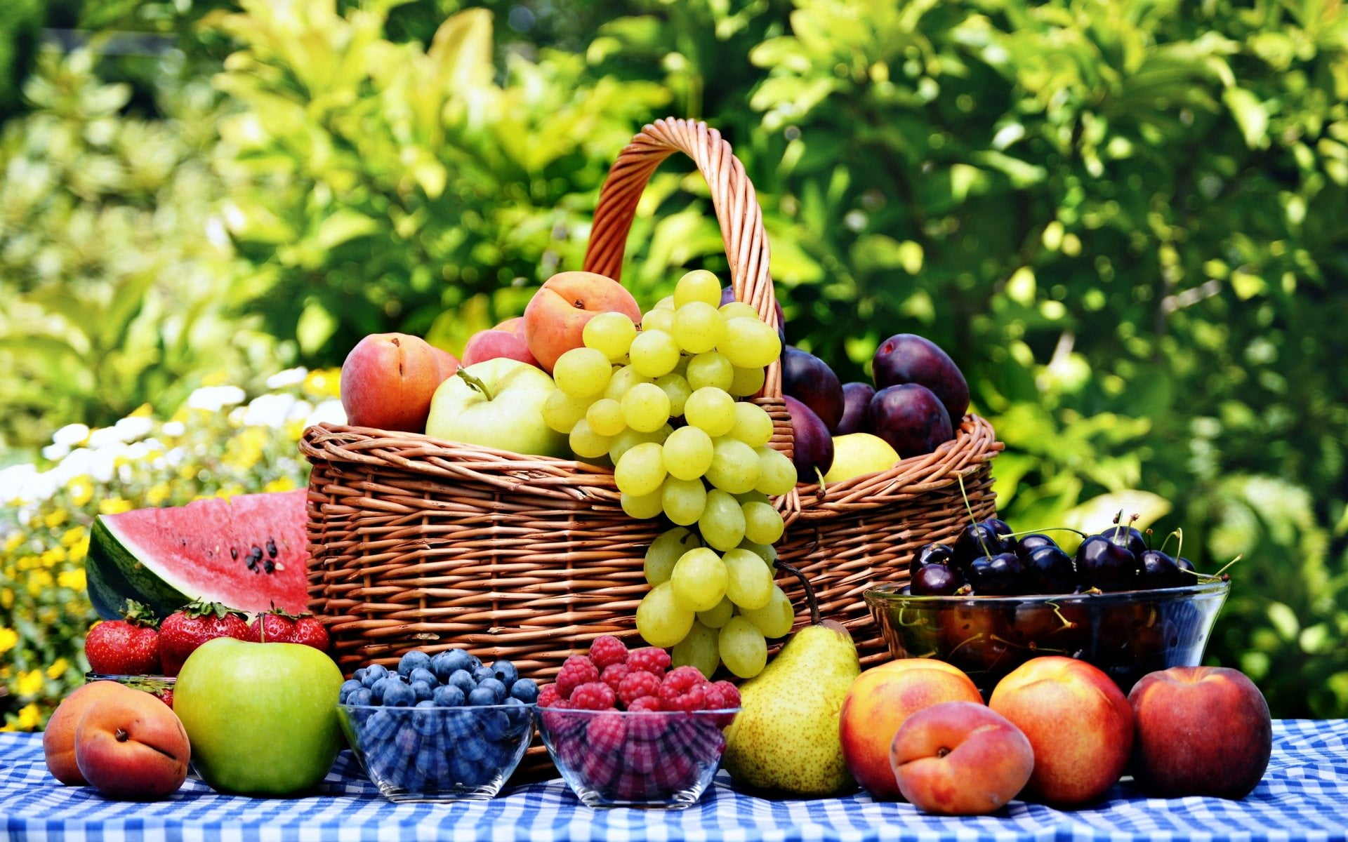 Strawberry, grape, Pear, 1080P, Food, nature, freshness, choice, Apricot, container, food and drink, outdoors, healthy eating, focus on foreground, large group of objects, HD Wallpaper