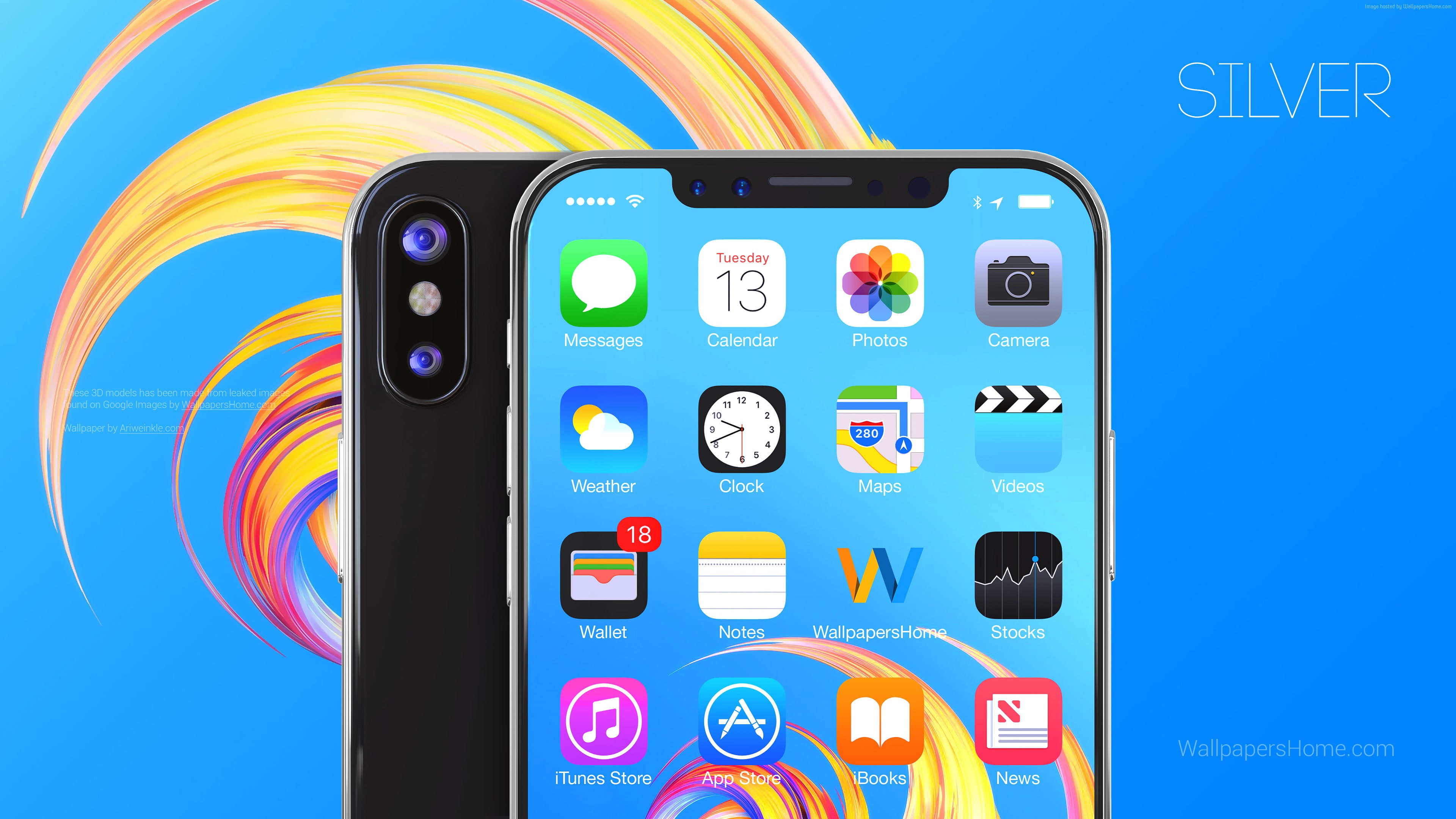 silver, iPhone X, leaked, 4K, 4k, WWDC 2017, 3D, HD Wallpaper