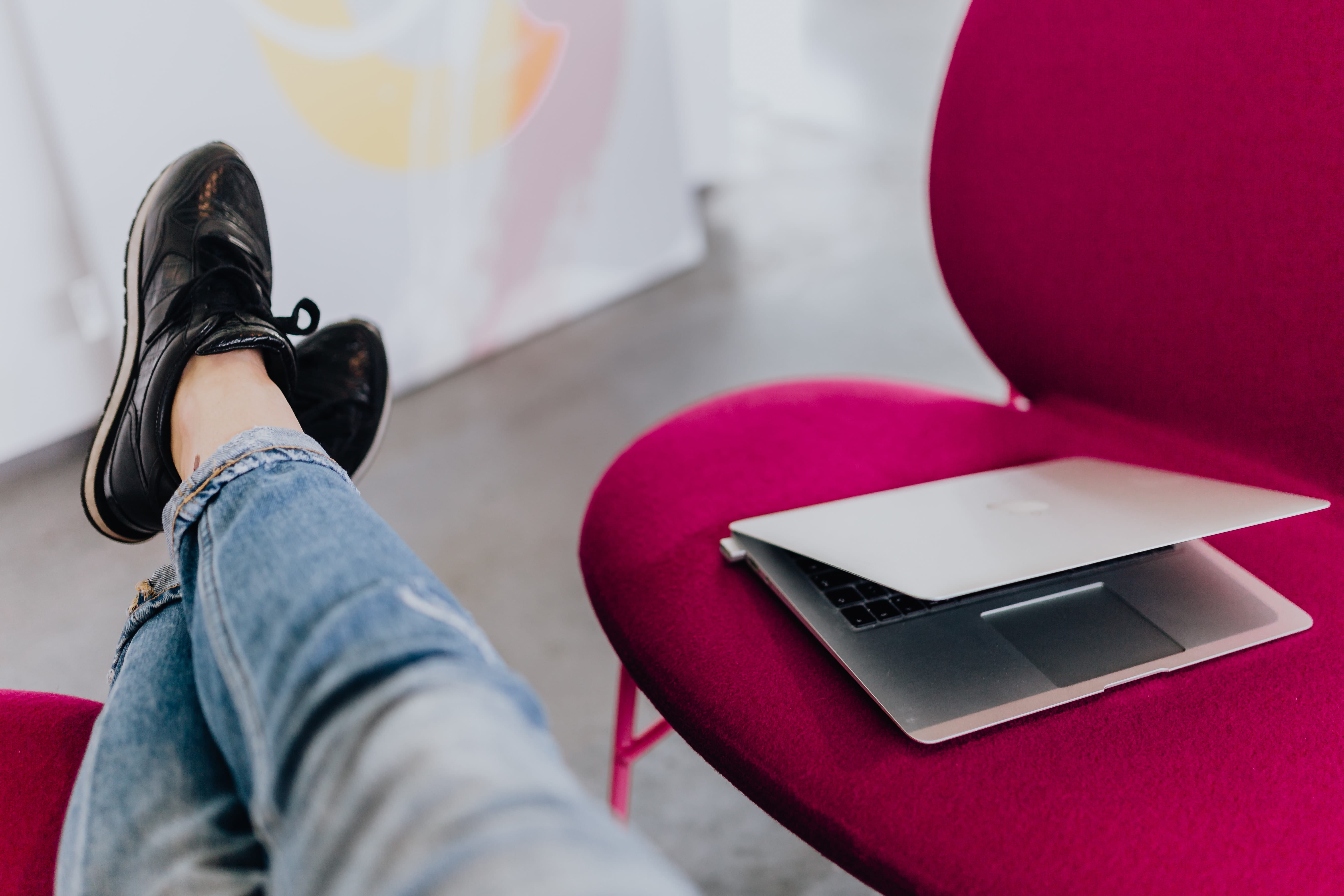 black shoes, body part, sofa, female, technology, relaxation, 5K, lifestyles, sitting, casual clothing, low section, human body part, study, red, leisure activity, HD Wallpaper