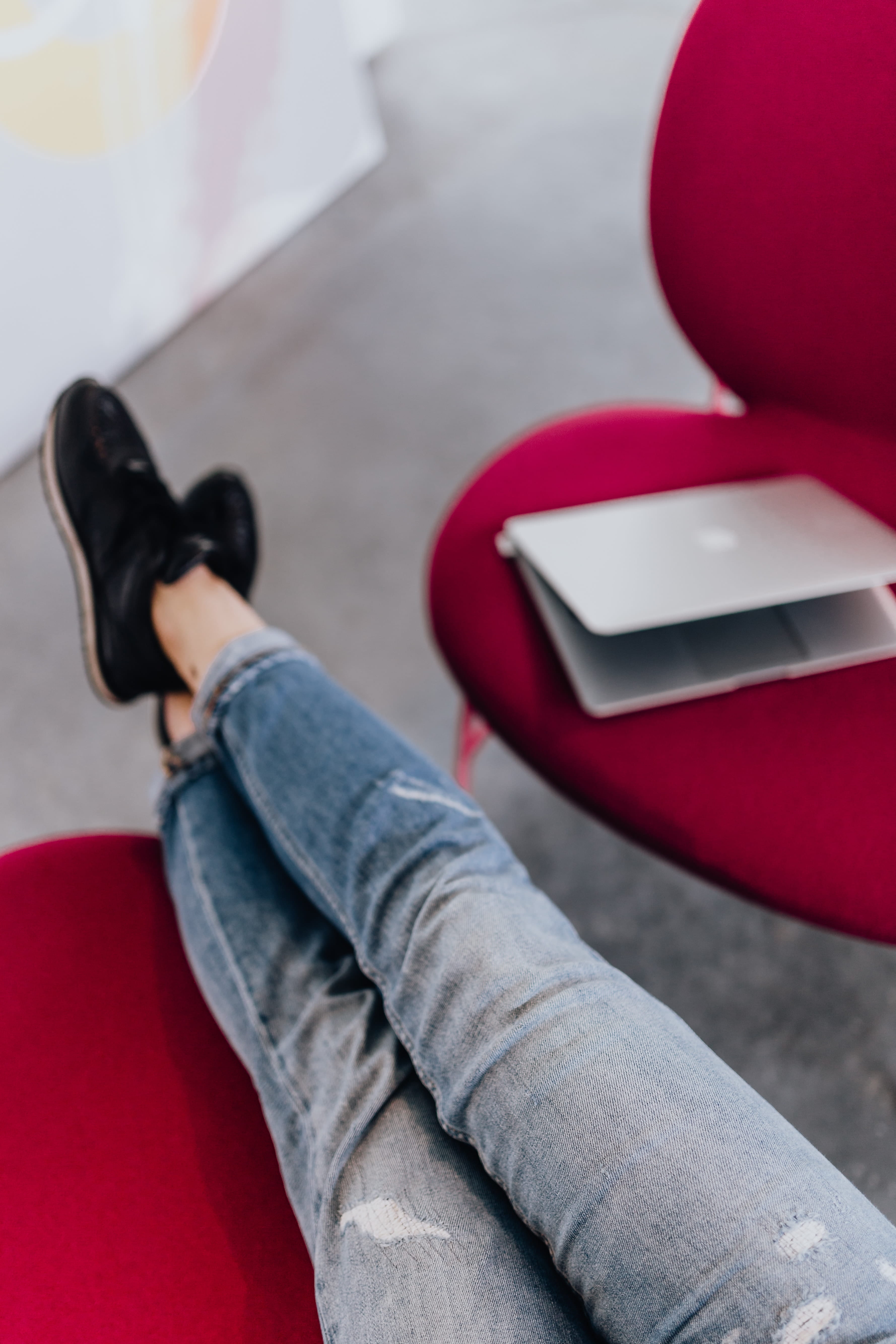 sofa, red, home office, working, real people, shoes, body part, chair, using, macbook, adult, shoe, cross, human body part, low section, blogger, legs, Phone HD Wallpaper