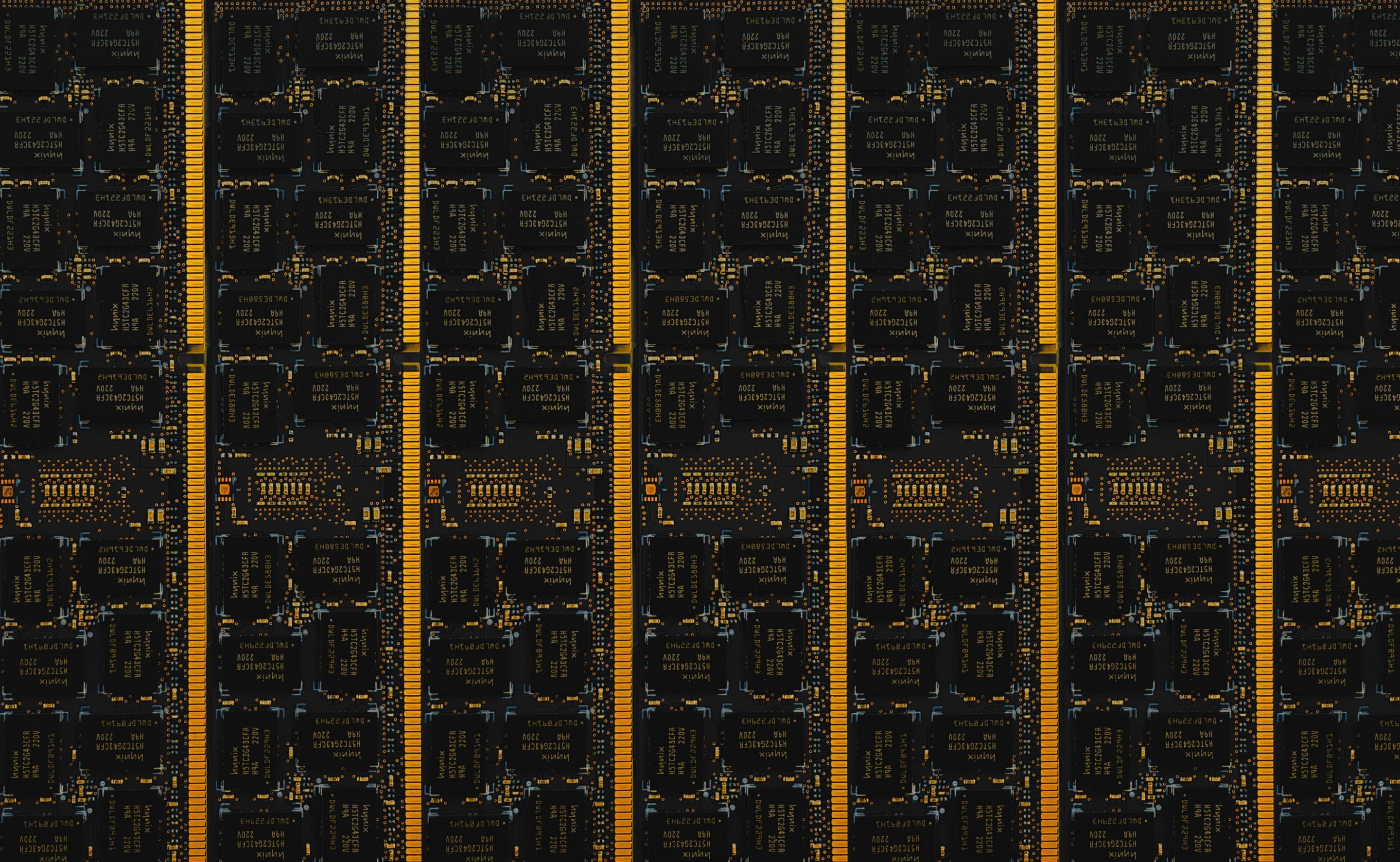 ddr3, electronics industry, Tech, industry, 2K, full frame, gold colored, ram, electrical component, computer chip, close-up, yellow, no people, random, HD Wallpaper