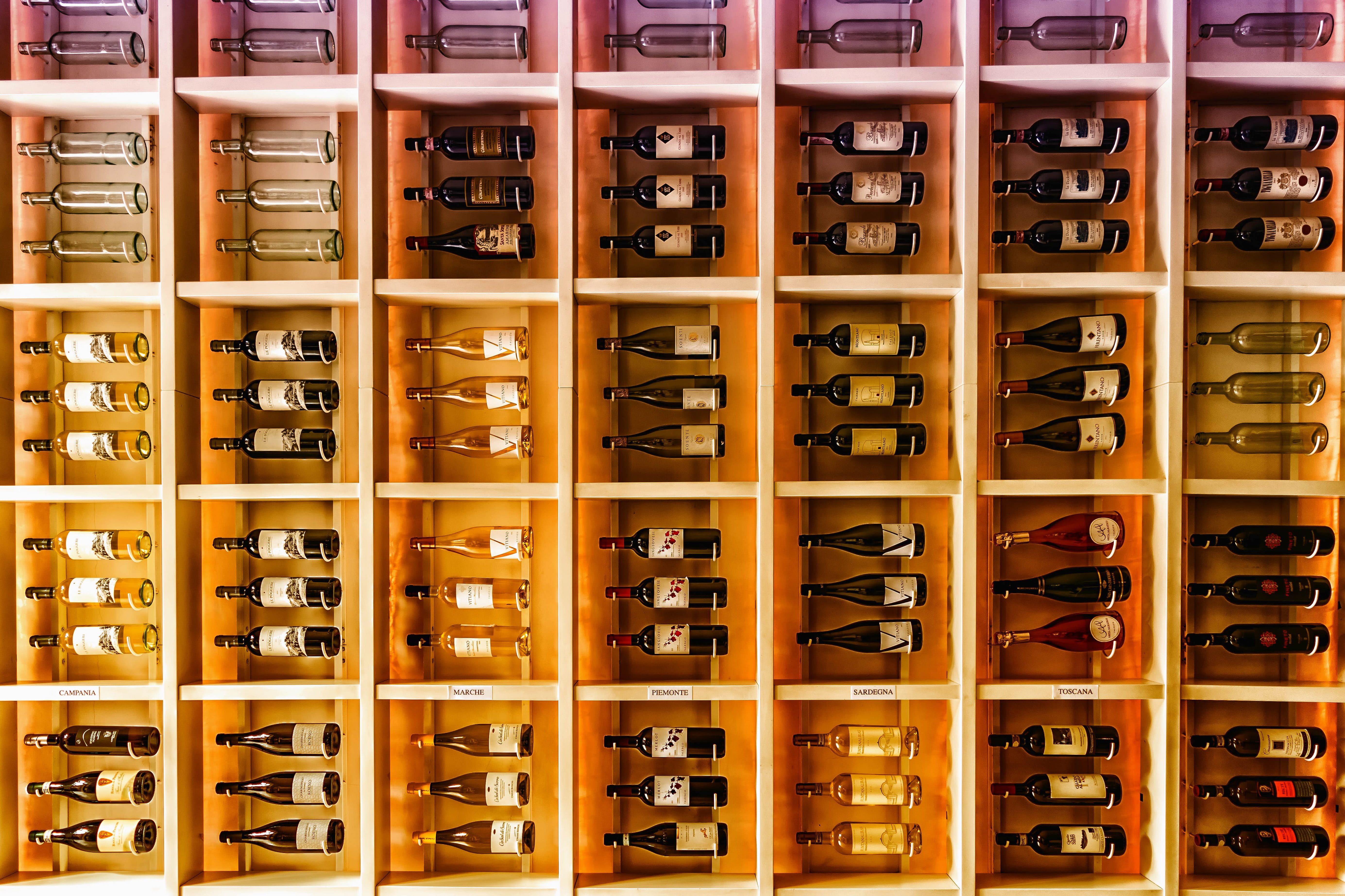 large group of objects, storage, in A Row, arrangement, backgrounds, shelf, Wine bottles, bottle, kept, refreshment, container, abundance, 5K, furniture, HD Wallpaper