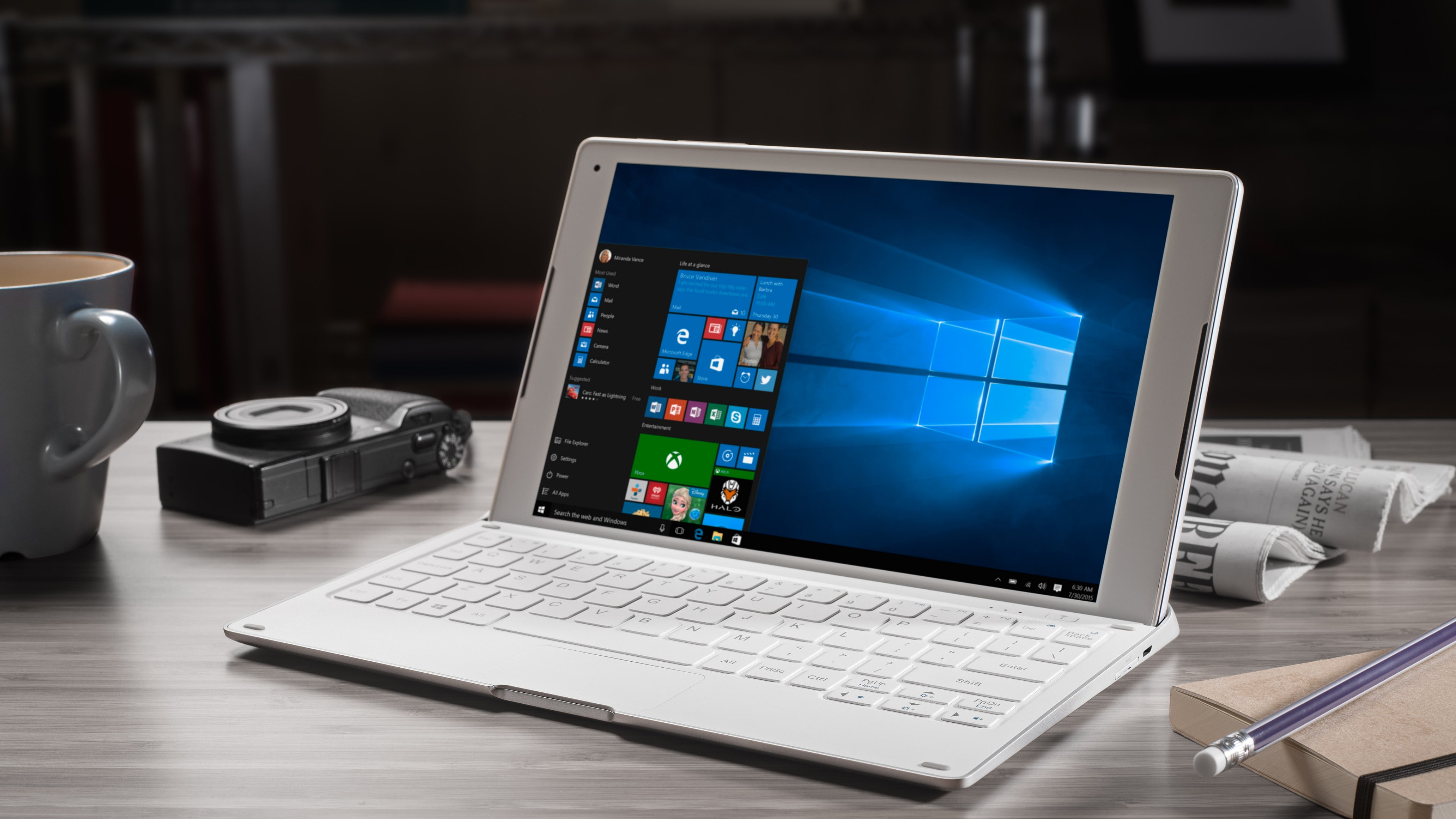 gray, wooden, tablet, surface, white, computer, best laptops, keyboard, 4K, hybrid tablet, MWC 2017, bluetooth, Alcatel Plus 10, HD Wallpaper
