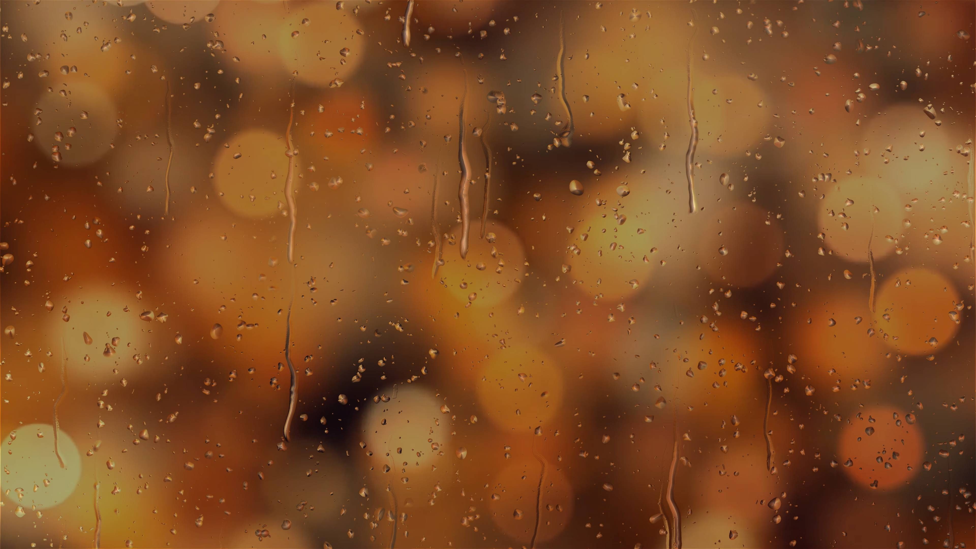 water, 4K, drops, light, bokeh, rain, background, blur, HD Wallpaper