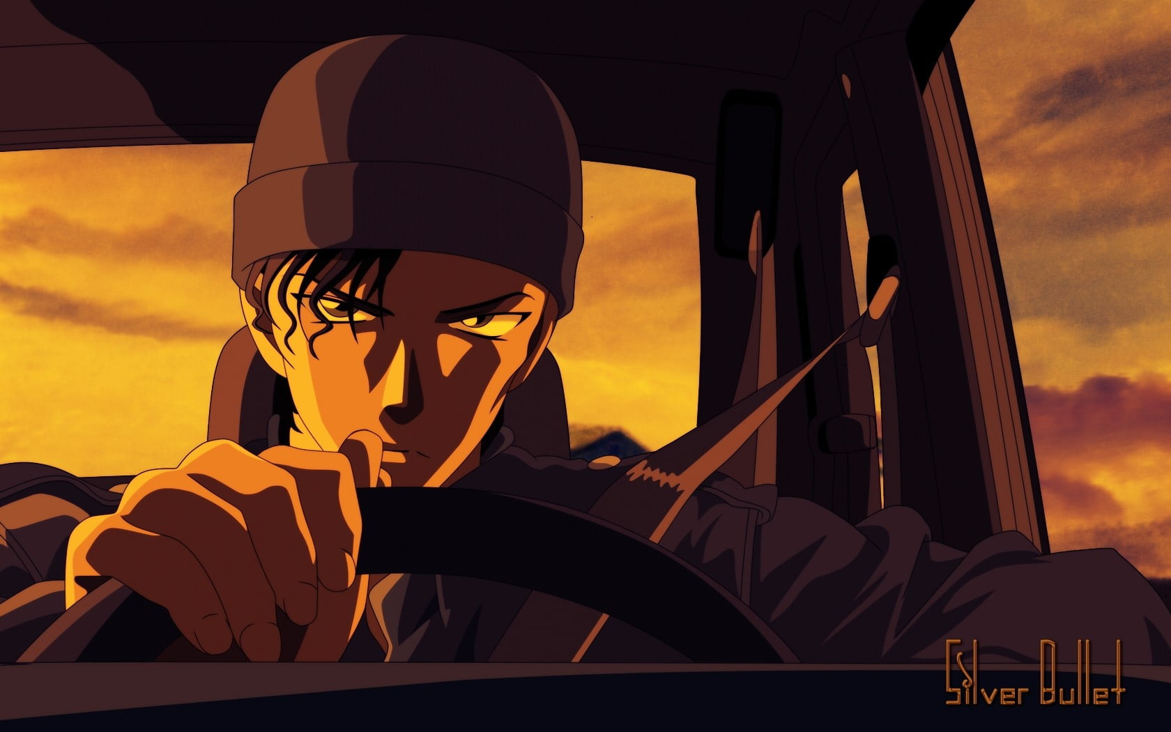 Car, sitting, Akai shuuichi, sunset, travel, Sky, real people, sunlight, nature, Guy, leisure activity, Cap, cloud - sky, transportation, Hat, outdoors, HD Wallpaper