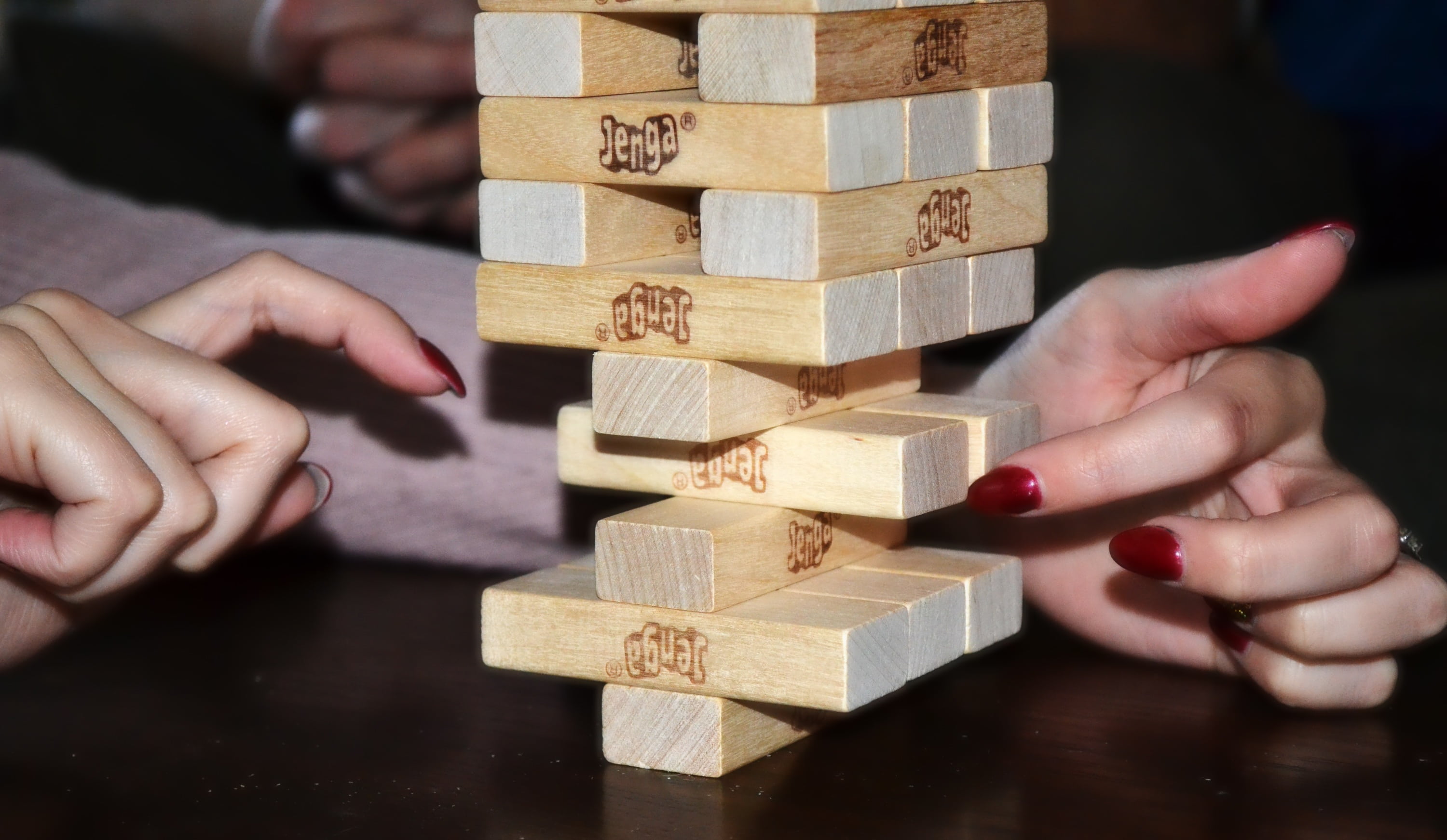 table, close-up, adults only, fingernails, adult, sensitivity, toy block, finger, holding, fingers, stable, 2K, wood - material, balance, men, person, HD Wallpaper