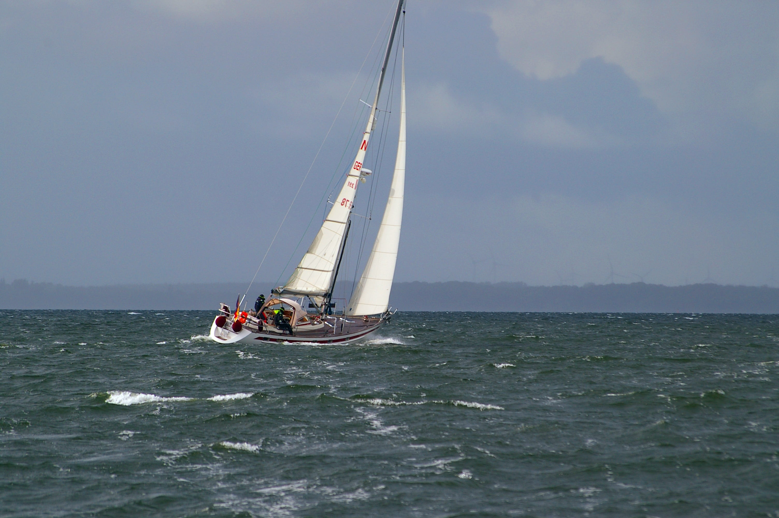 distant view, beautiful, mode of transportation, coast, quiet, clouds, nice weather, view, holiday, body, sailing boat, wave, vision, rest, mast, yachting, HD Wallpaper