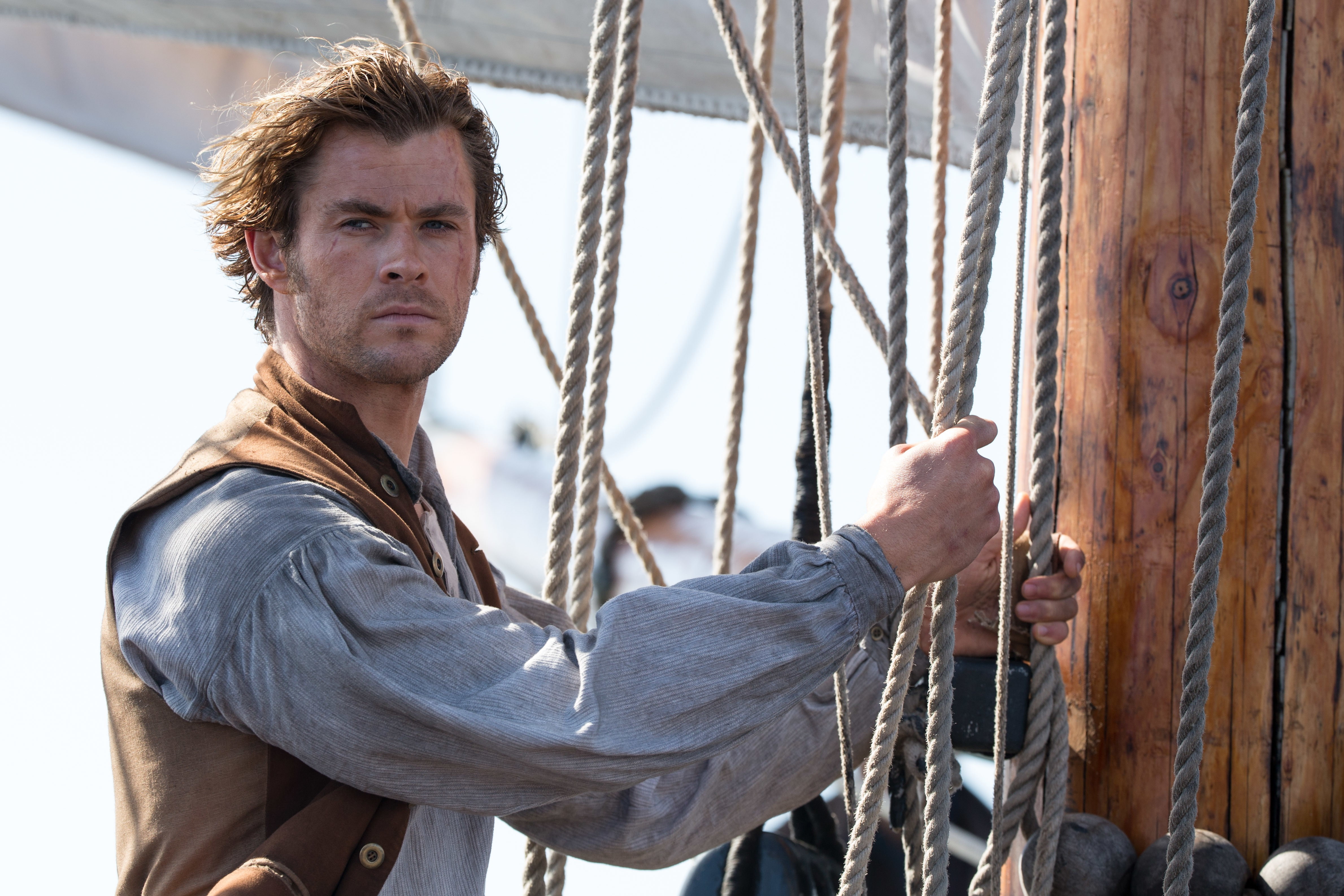 4K, ship, sea, heart, Chris Hemsworth, ropes, In the Heart of the Sea, cordage, HD Wallpaper