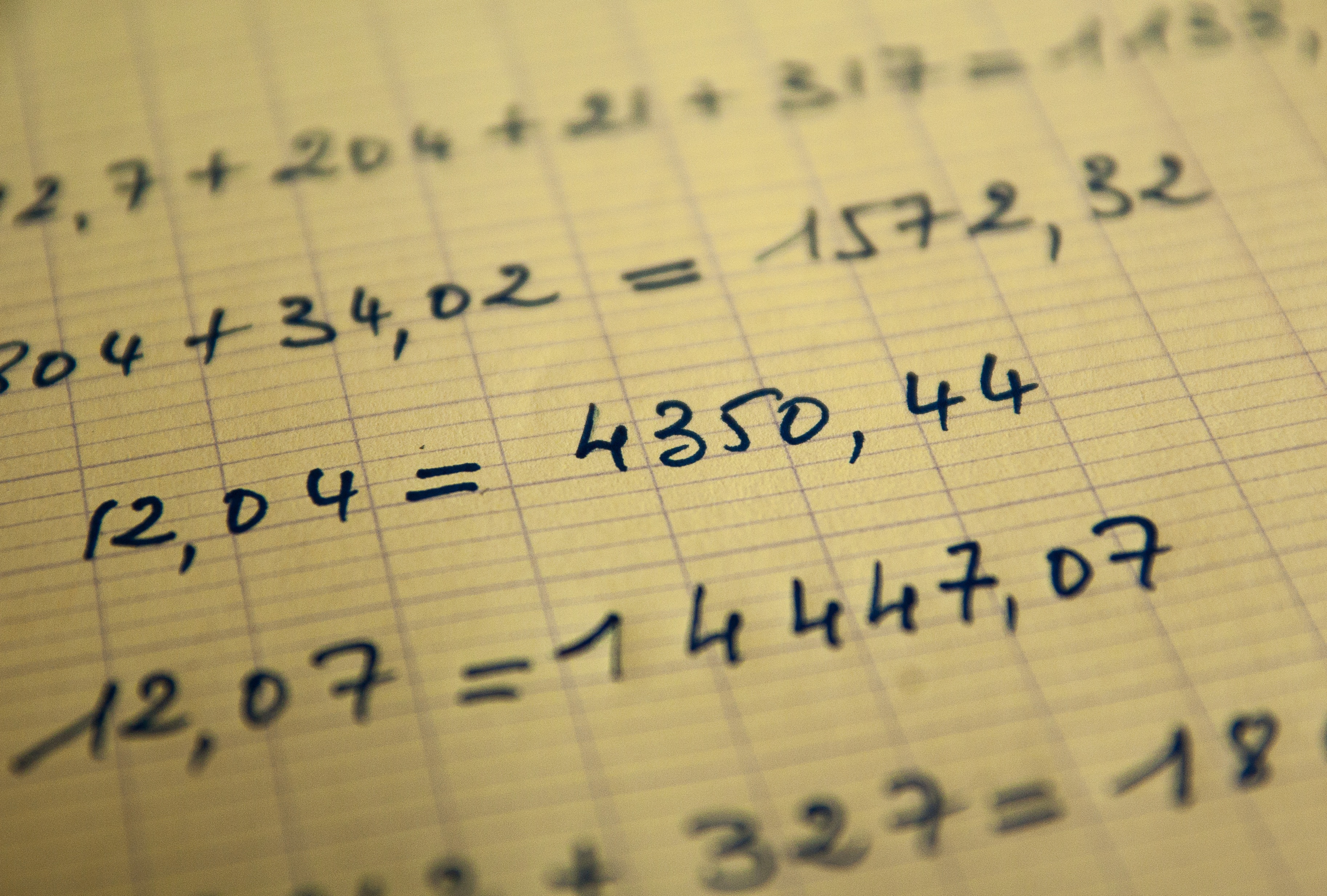 education, book, indoors, close-up, numbers, result, communication, message, document, learning, text, mathematics, handwriting, paper, selective focus, HD Wallpaper