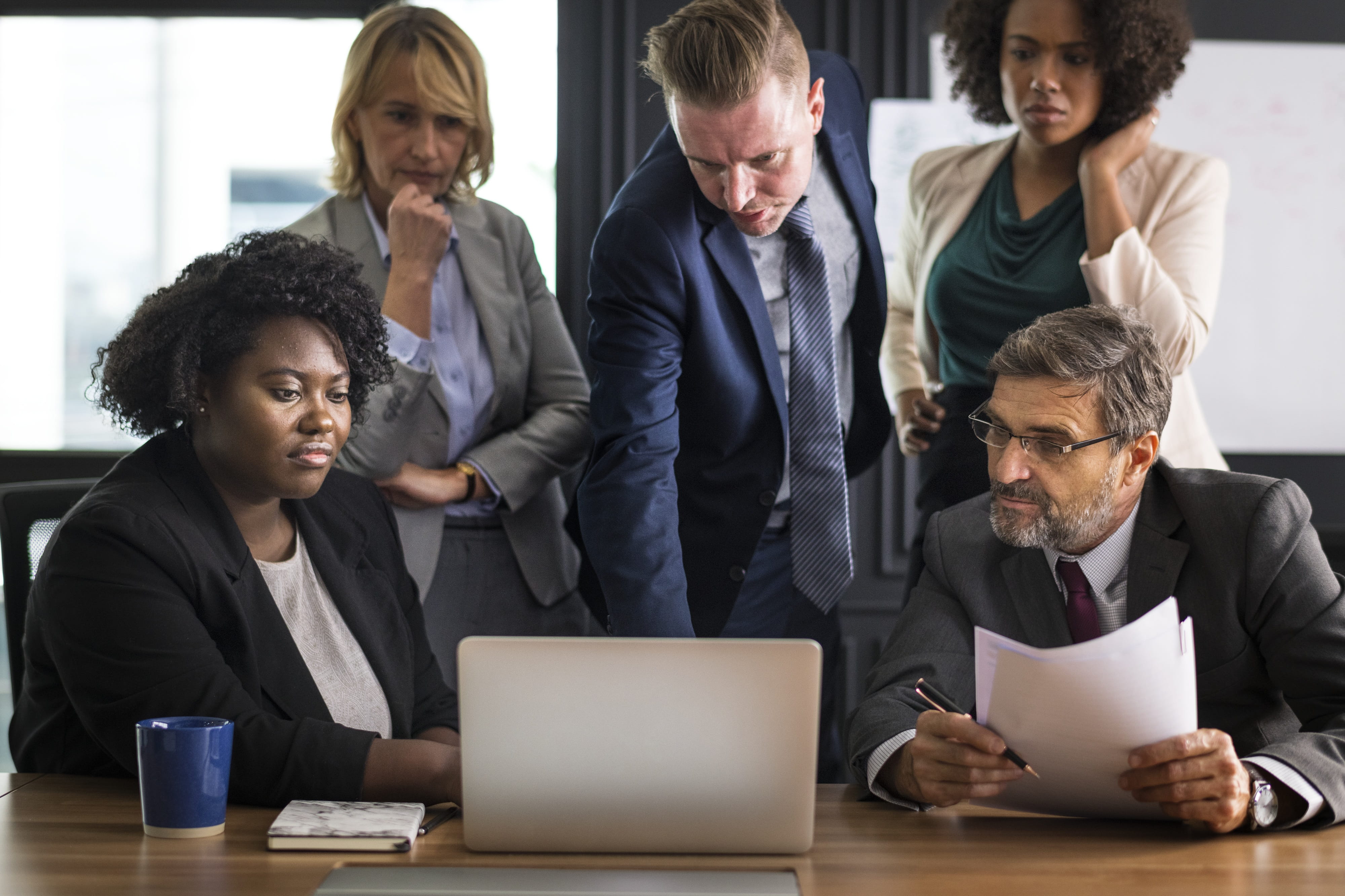 men, people, teamwork, group of people, man, corporate business, businesswoman, laptop, american, colleague, office, business people, drink, business person, HD Wallpaper