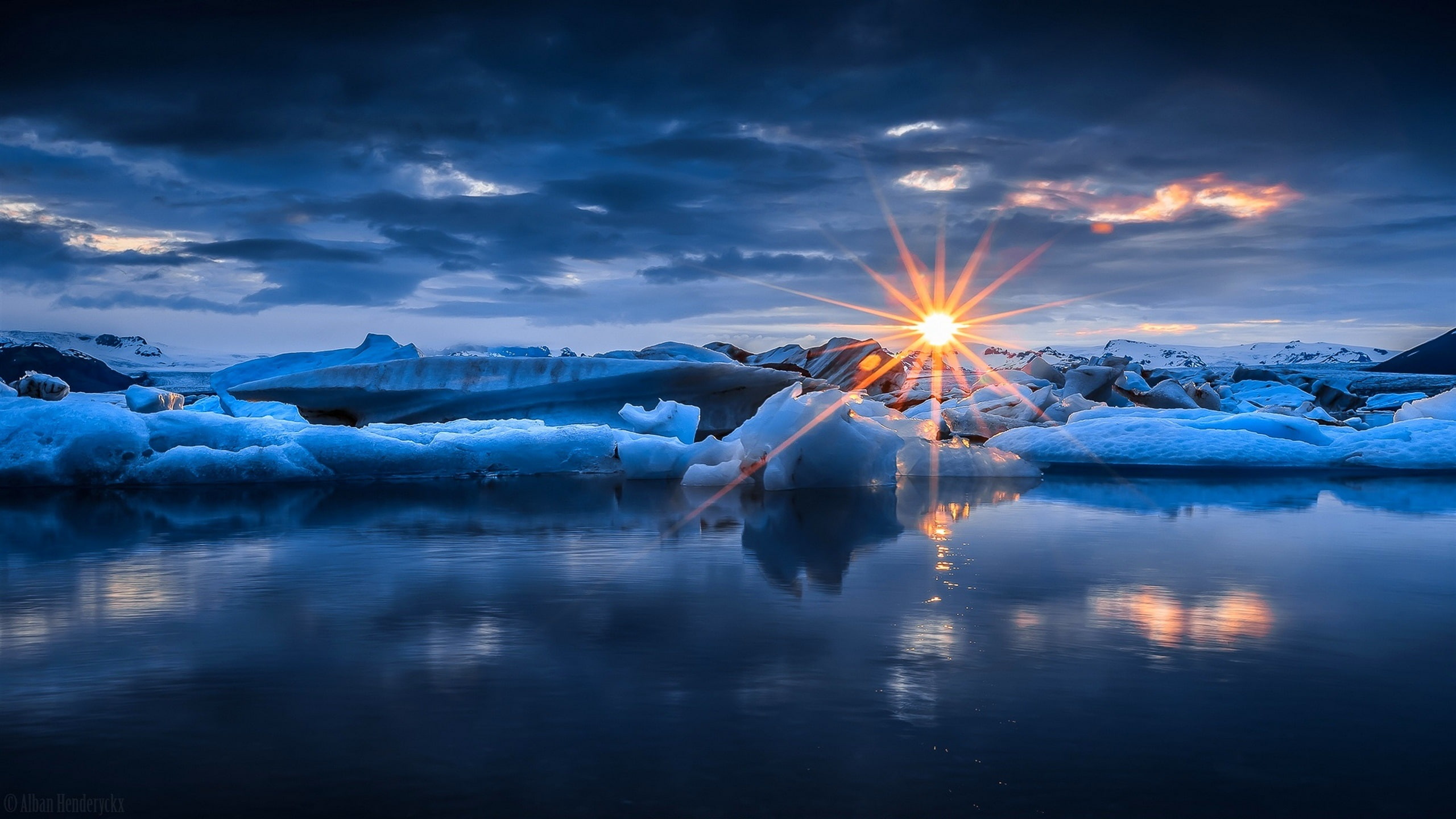 Winter, Snow, Clouds, Sky, Rays, Ice, Sun, Sunset, 2K, Sea, HD Wallpaper