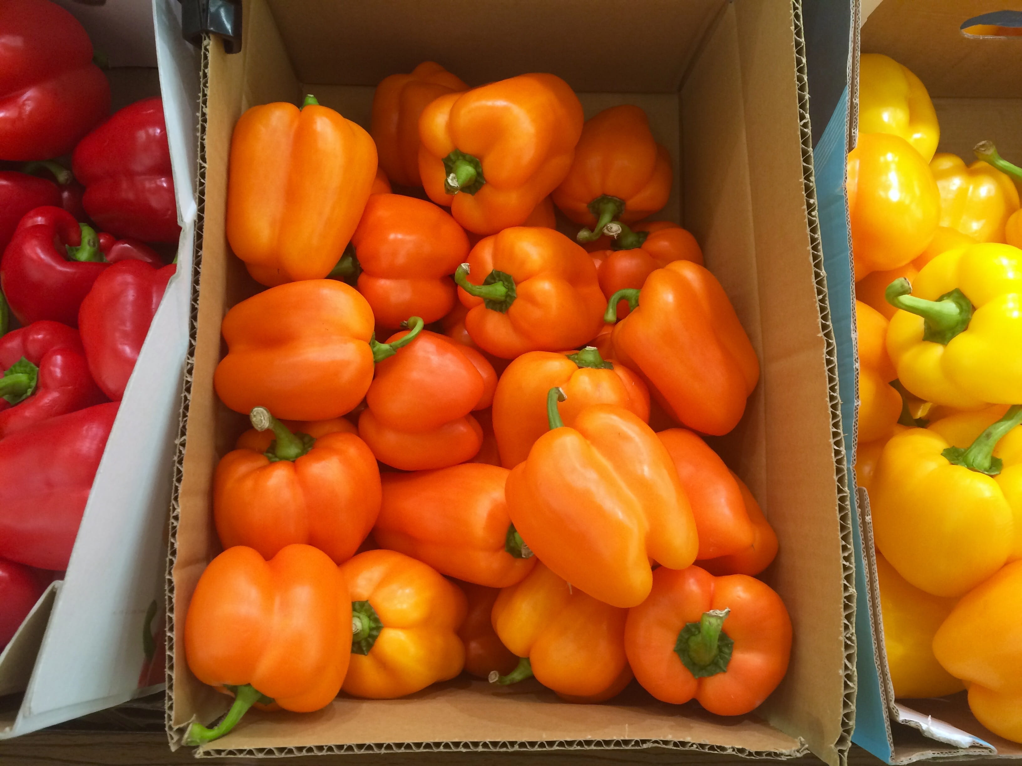 living, market stall, tomato, sale, freshness, fruit, no people, retail display, supermarket, 3 color, bell pepper, red, retail, food and drink, orange, HD Wallpaper
