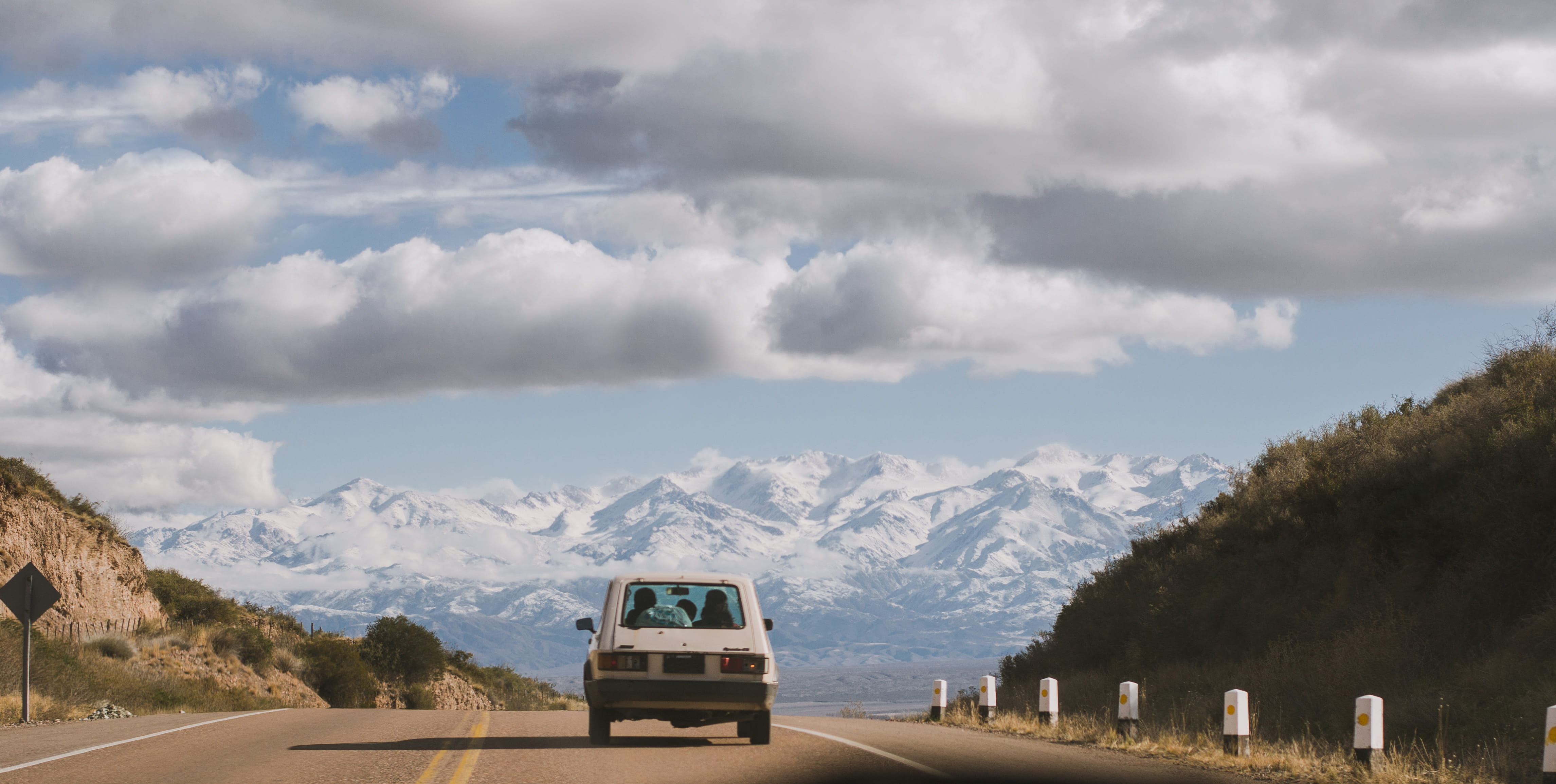 beauty in nature, mountain range, road, road sign, tree, sky, 4K, transportation, mountain peak, forest, argentina, day, mode of transportation, nature, HD Wallpaper