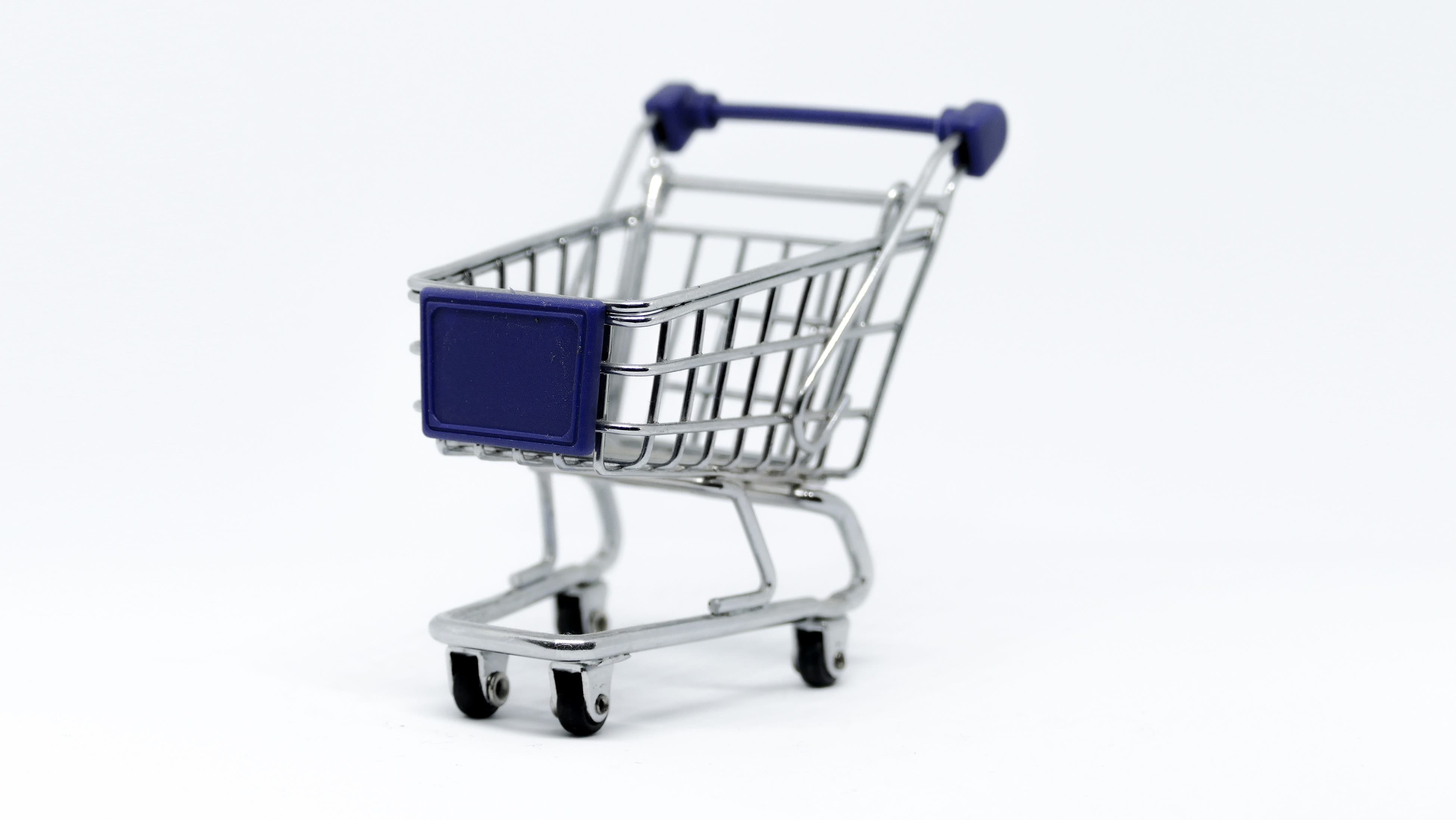 economy, no people, 4K, chrome, supermarket, tram, buy, business, small, basket, blue, shopping basket, cart, consumerism, icon, website, metal, full length, HD Wallpaper