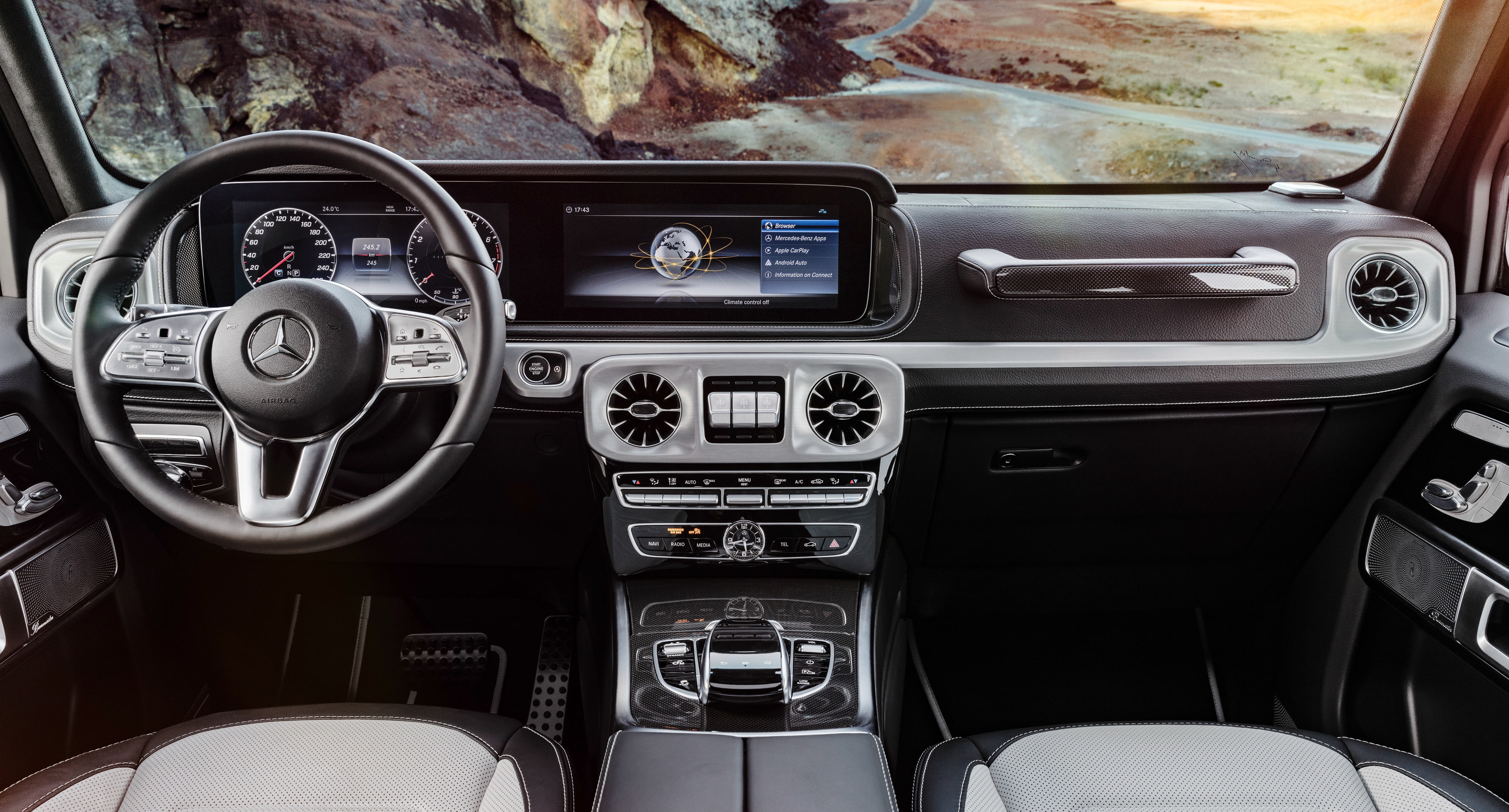dashboard, vehicle interior, steering wheel, cars, suv, land vehicle, technology, indoors, motor vehicle, 4K, mercedes benz, 2019 cars, no people, mode of transportation, HD Wallpaper