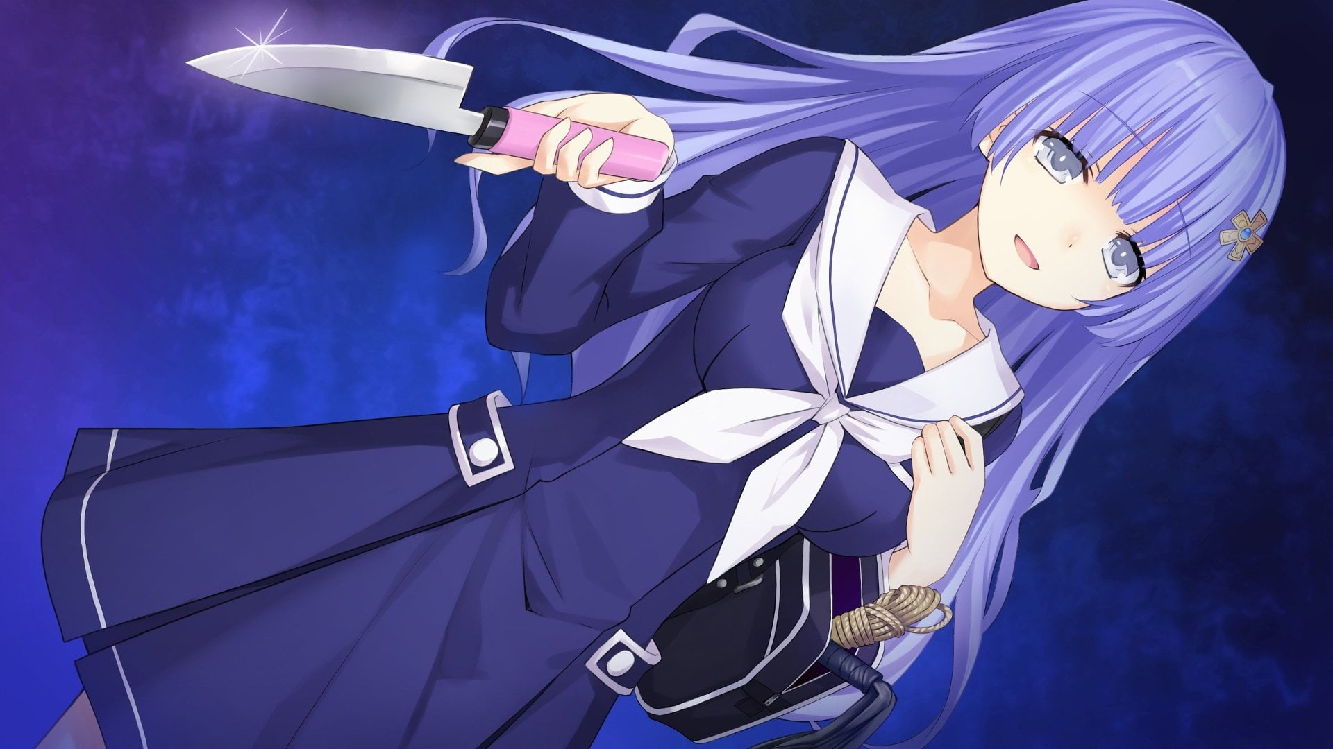 occupation, blue, costume, outdoors, business, purple, ribbon, Miku Izayoi, event, studio shot, success, Date A Live, nature, adult, waist up, arts culture and entertainment, HD Wallpaper