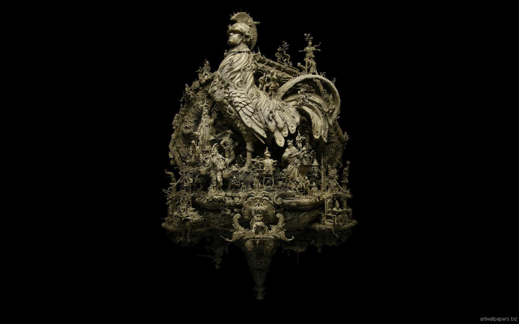dark, sculptures, 720P, kuksi, art, kris, HD Wallpaper