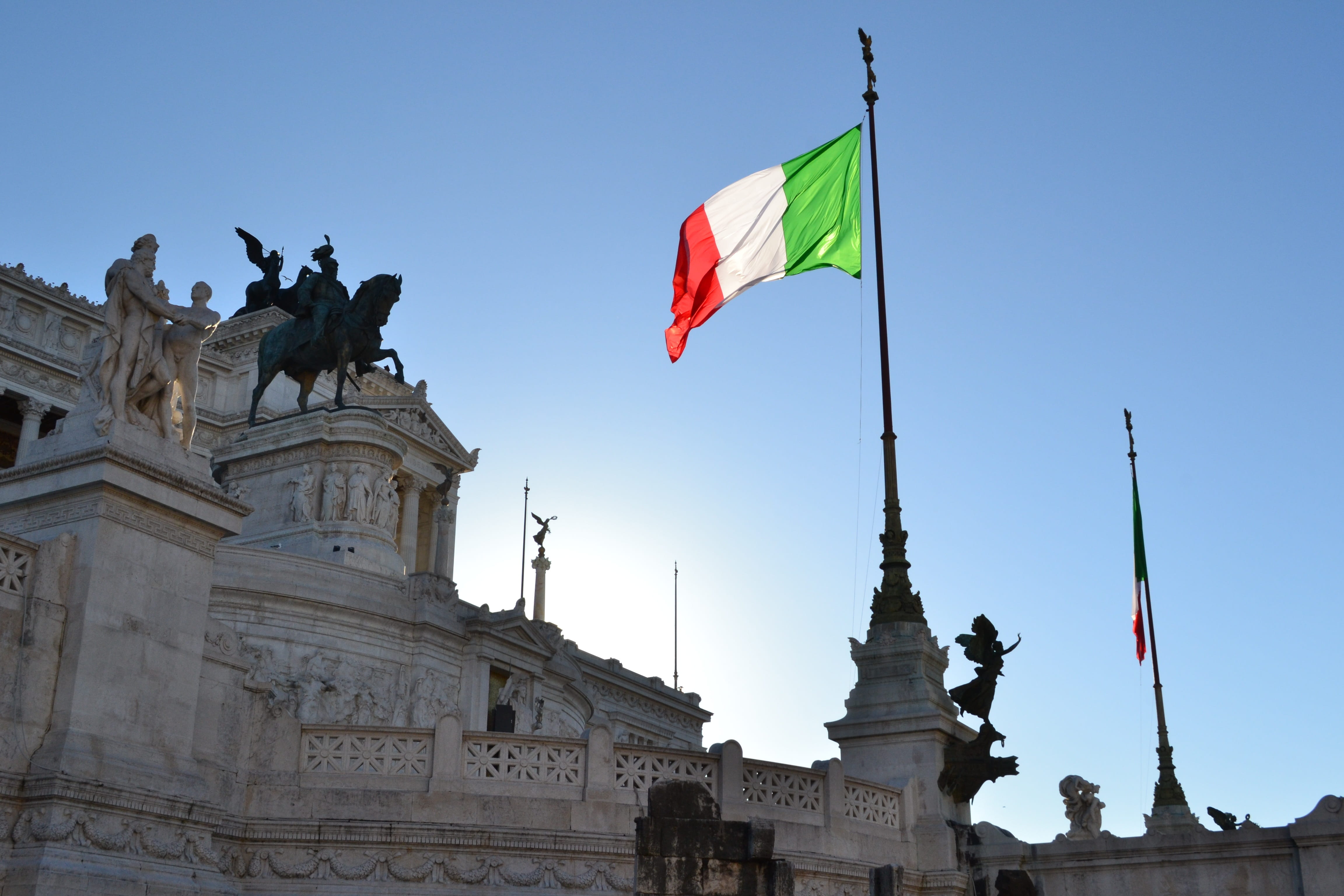 travel destinations, travel, day, patriotism, building Exterior, the past, history, flag, art and craft, representation, europe, Italy, Rome, Italian Flag, HD Wallpaper
