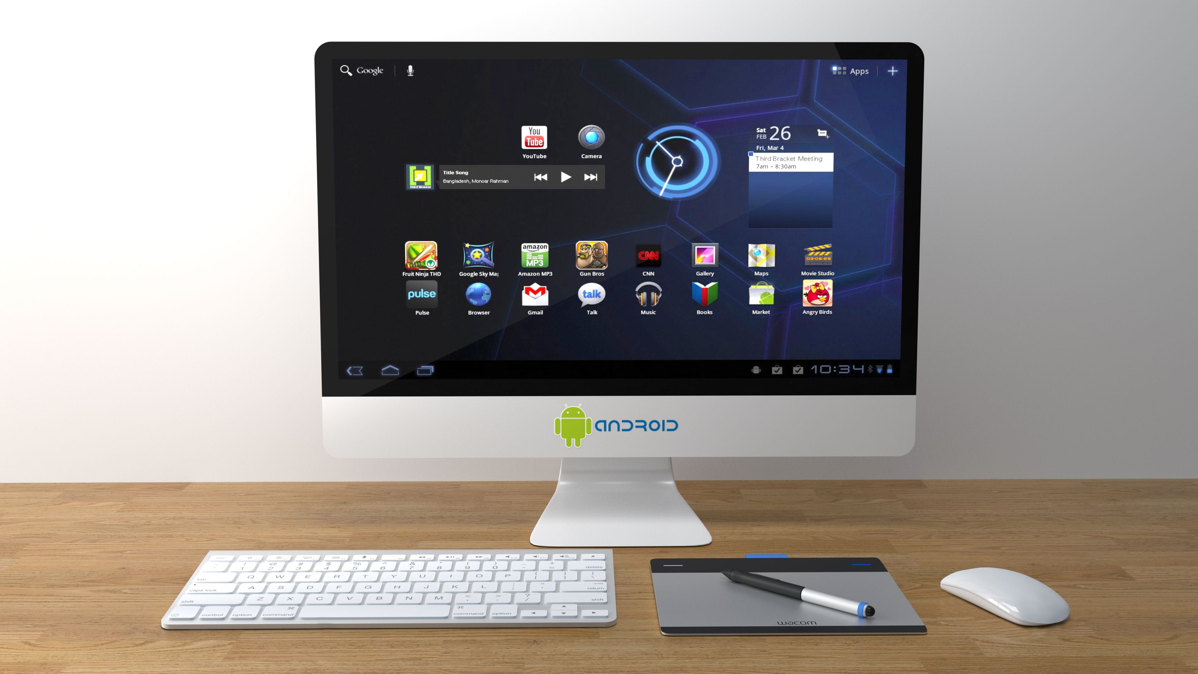 indoors, desktop pc, computer icon, connection, turned, computer equipment, wireless technology, monitor, laptop, electronics, keyboard, table, desk, white, HD Wallpaper
